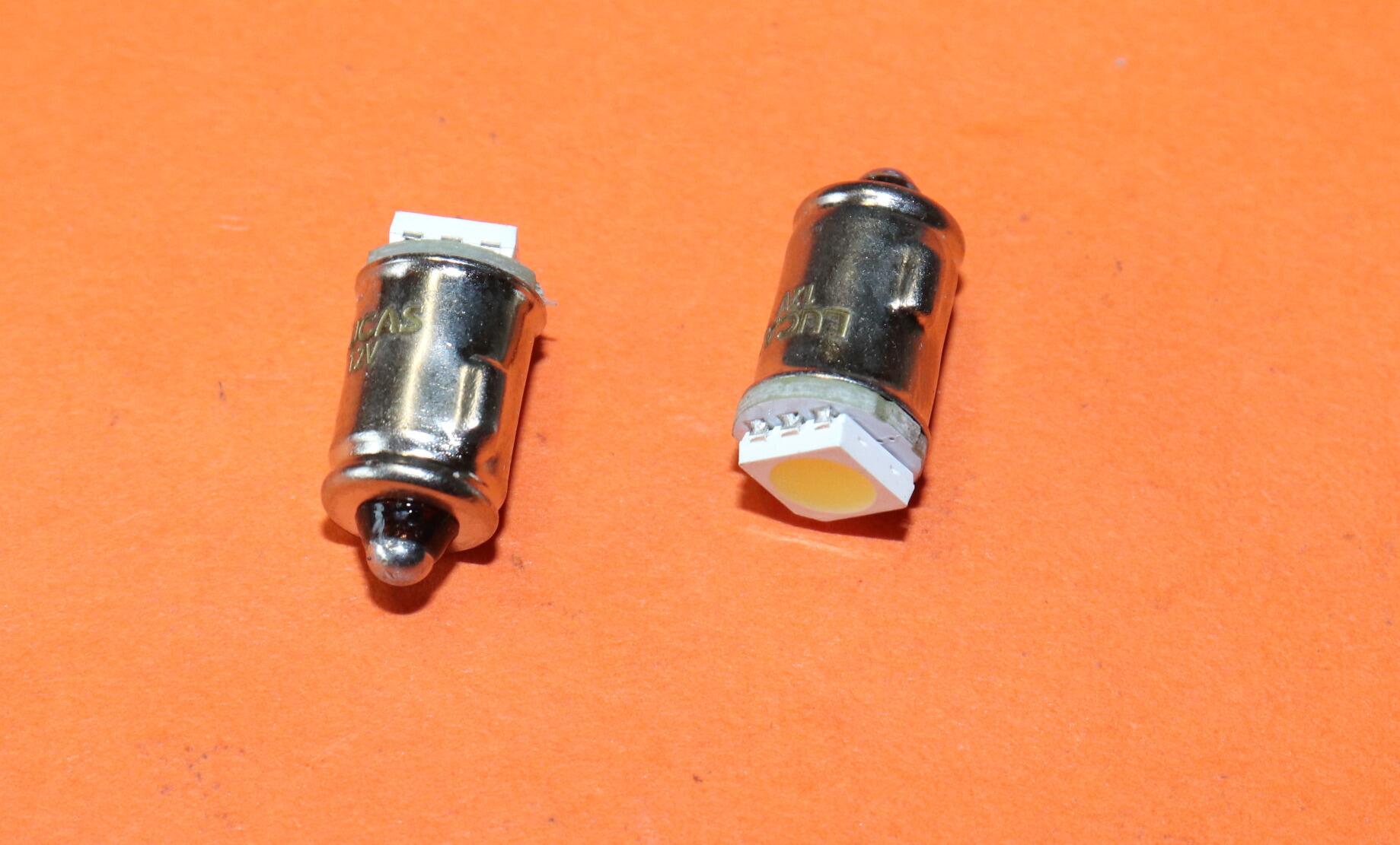 TRIUMPH NORTON BSA LUCAS PAIR 12V LED BA7S INSTRUMENT WARNING LIGHT BULBS