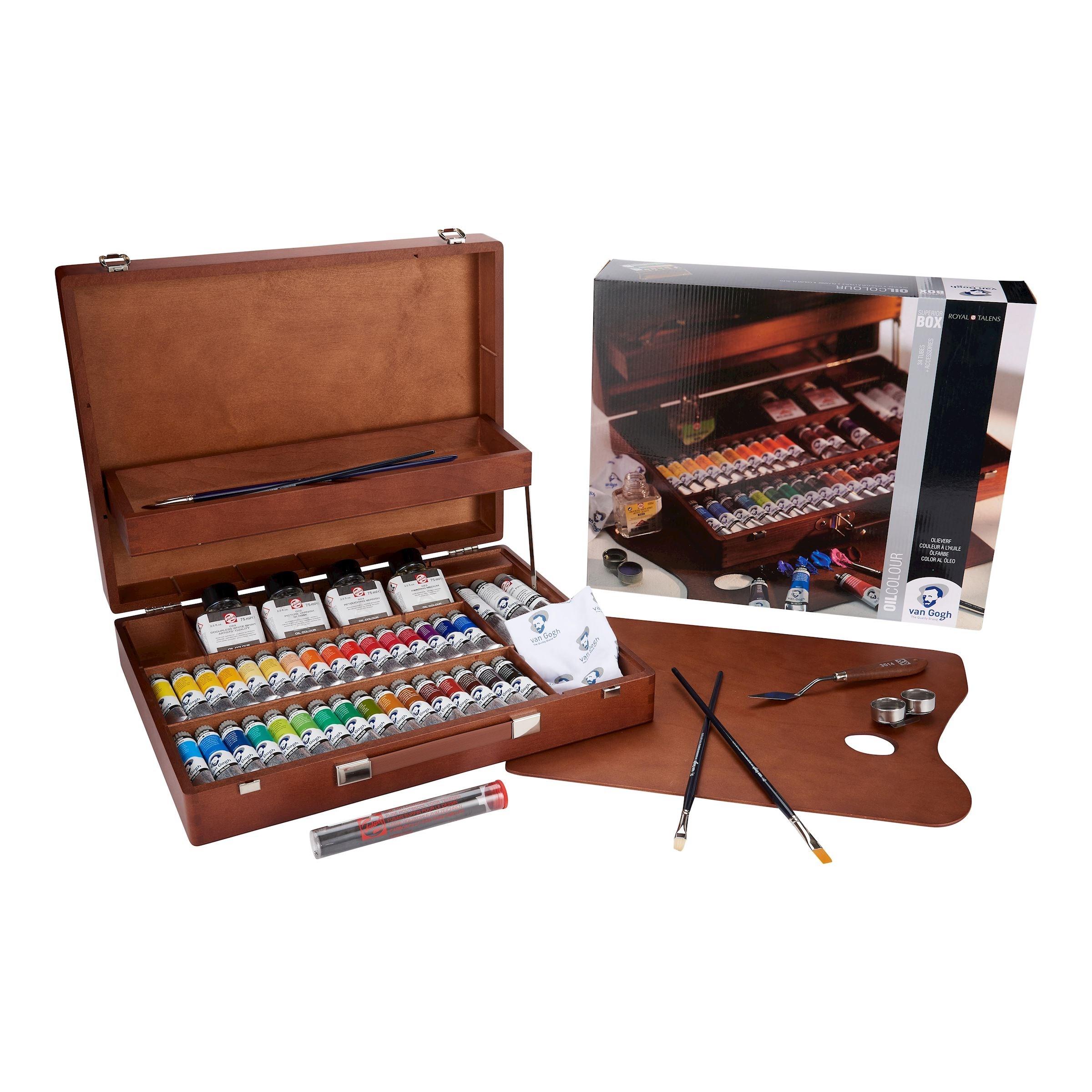 Van Gogh Oil colour wooden box Superior  32 x 20 ml, 2 x 60 ml +  accessories 02843425