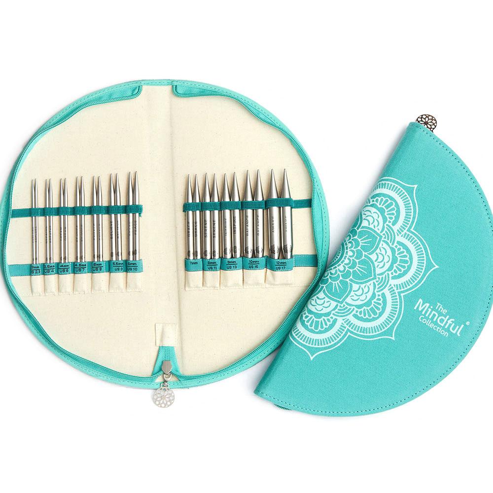 Lovielf 925 Silver Portuguese Knitting Pins - Teal Bohemian Mandala Magnetic Needles (2-Pack)