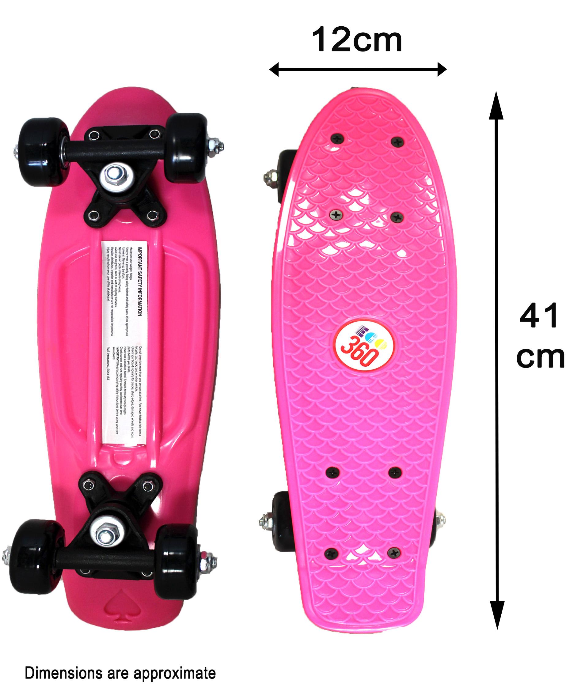 pink mini cruiser skateboard with dimensions