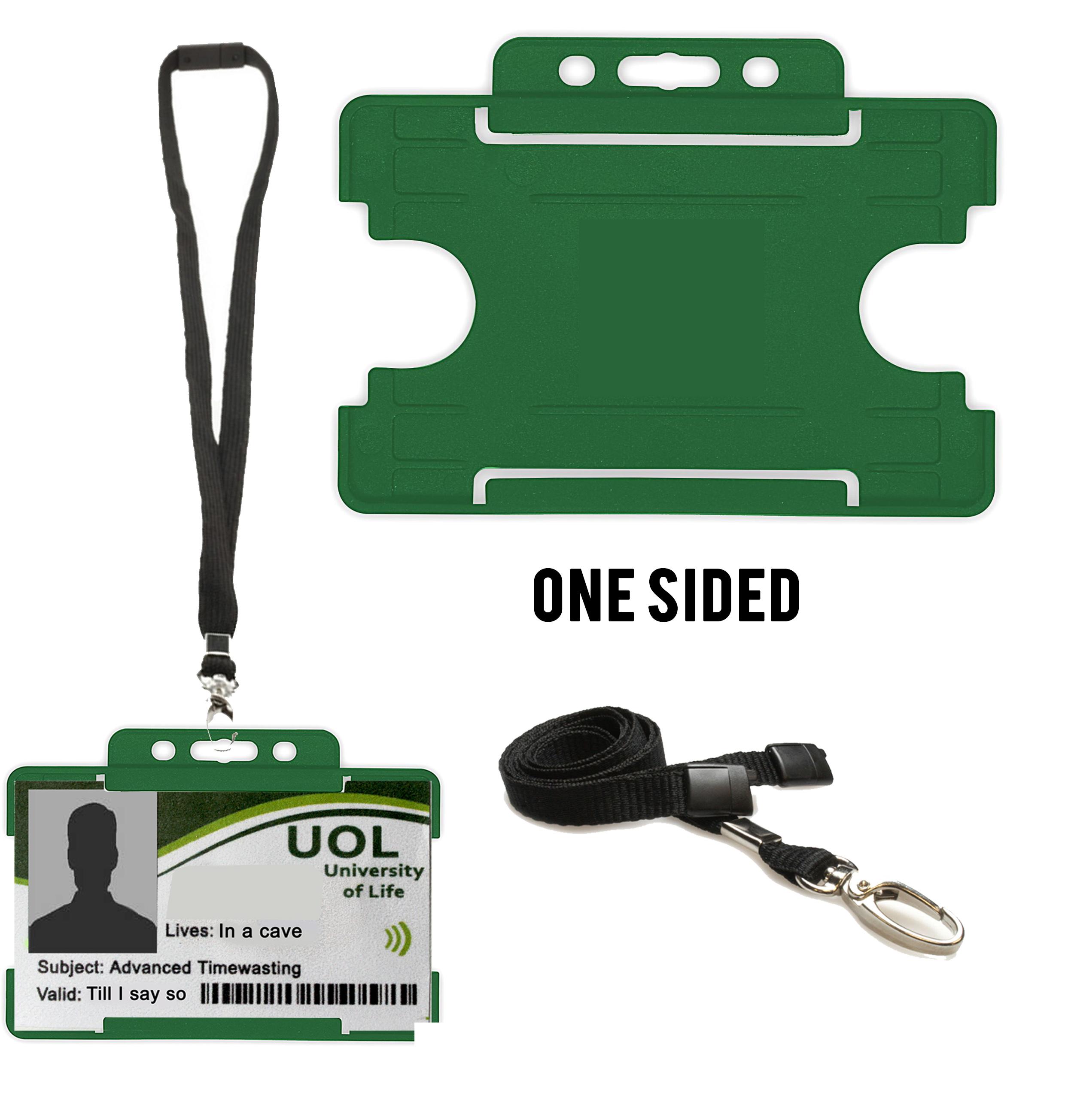 Dark Green ID Badge Holder with lanyard