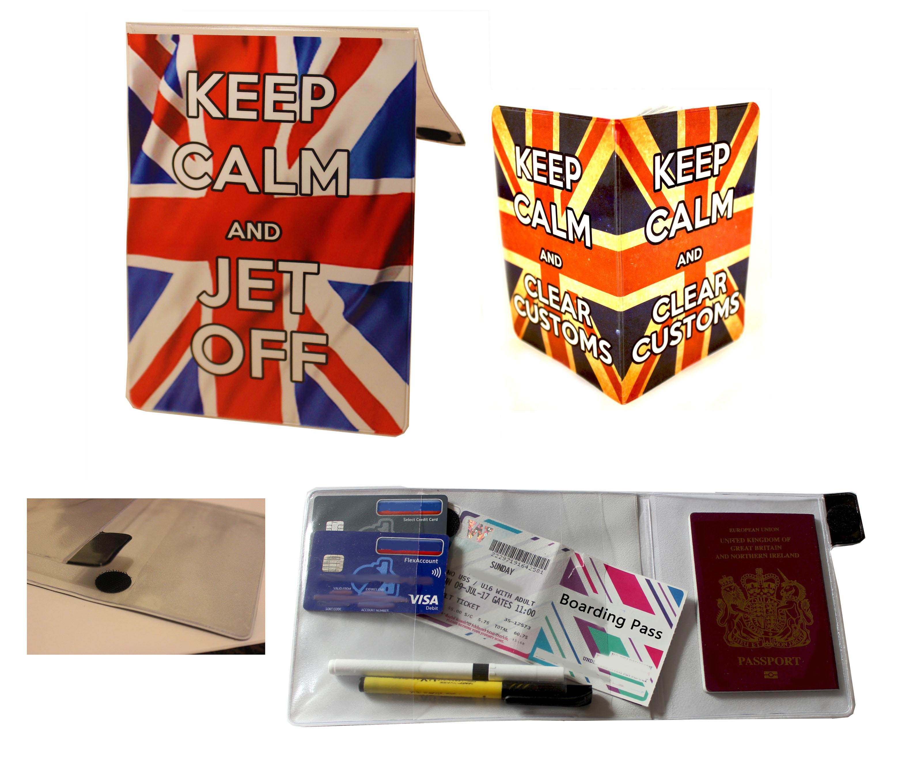 Keep Calm Union Jack Document Holder  and Passport Cover Combo Set with writing