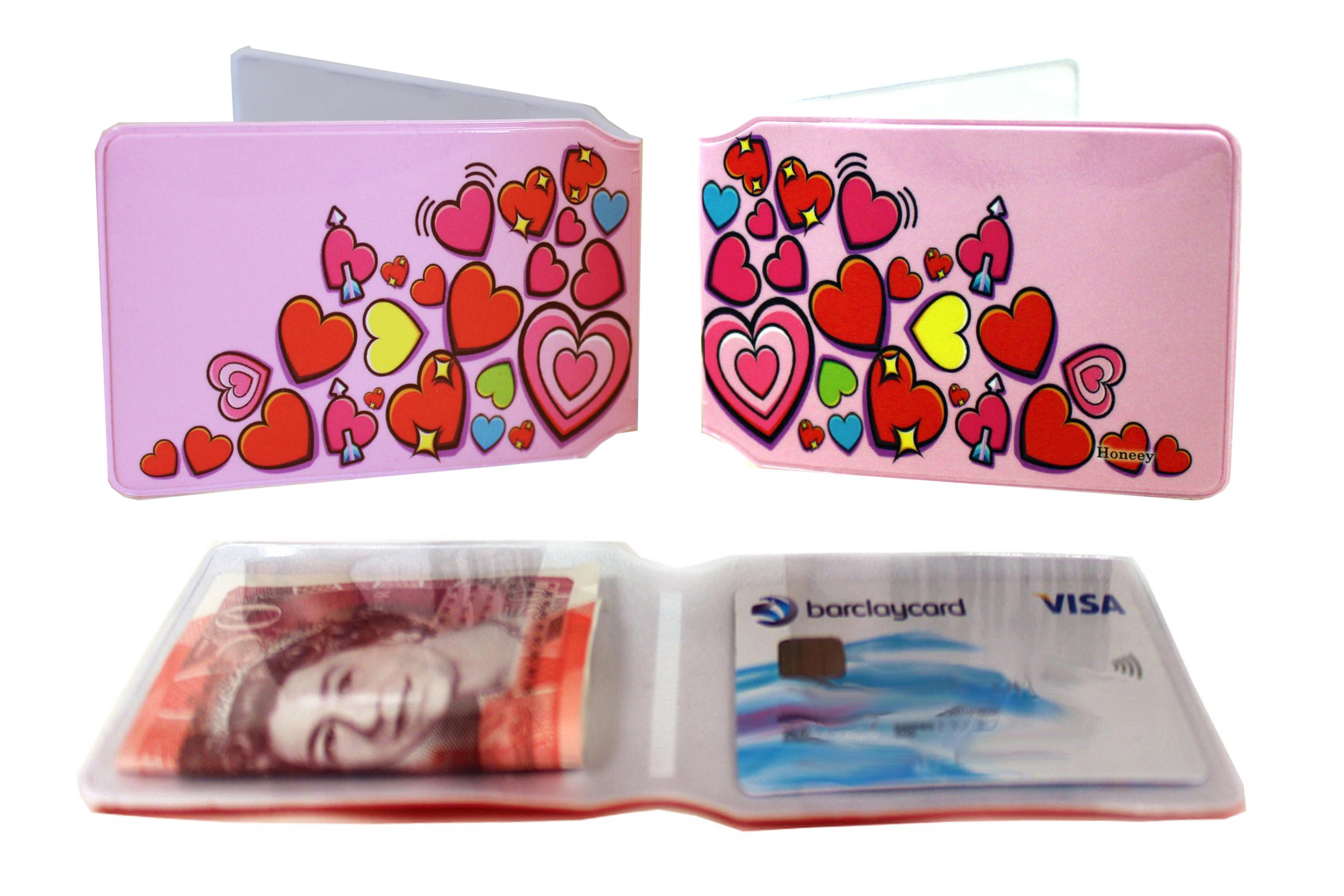 Pink Heart Travel Card Holder