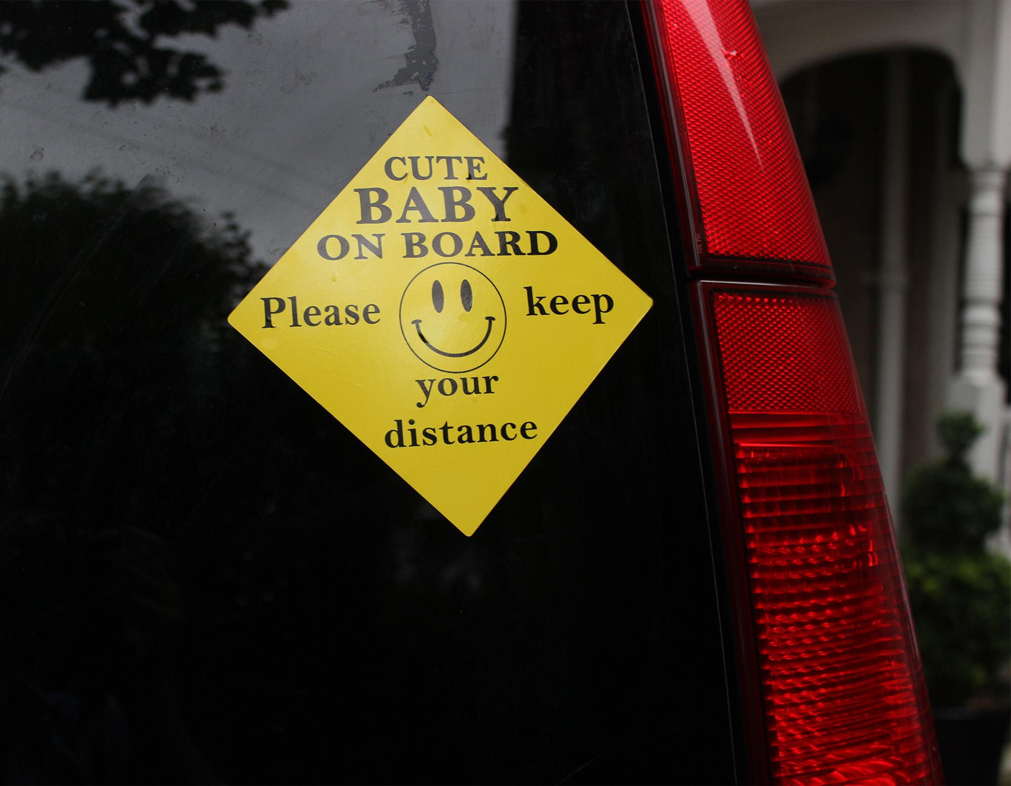 Baby on board sticker on Car