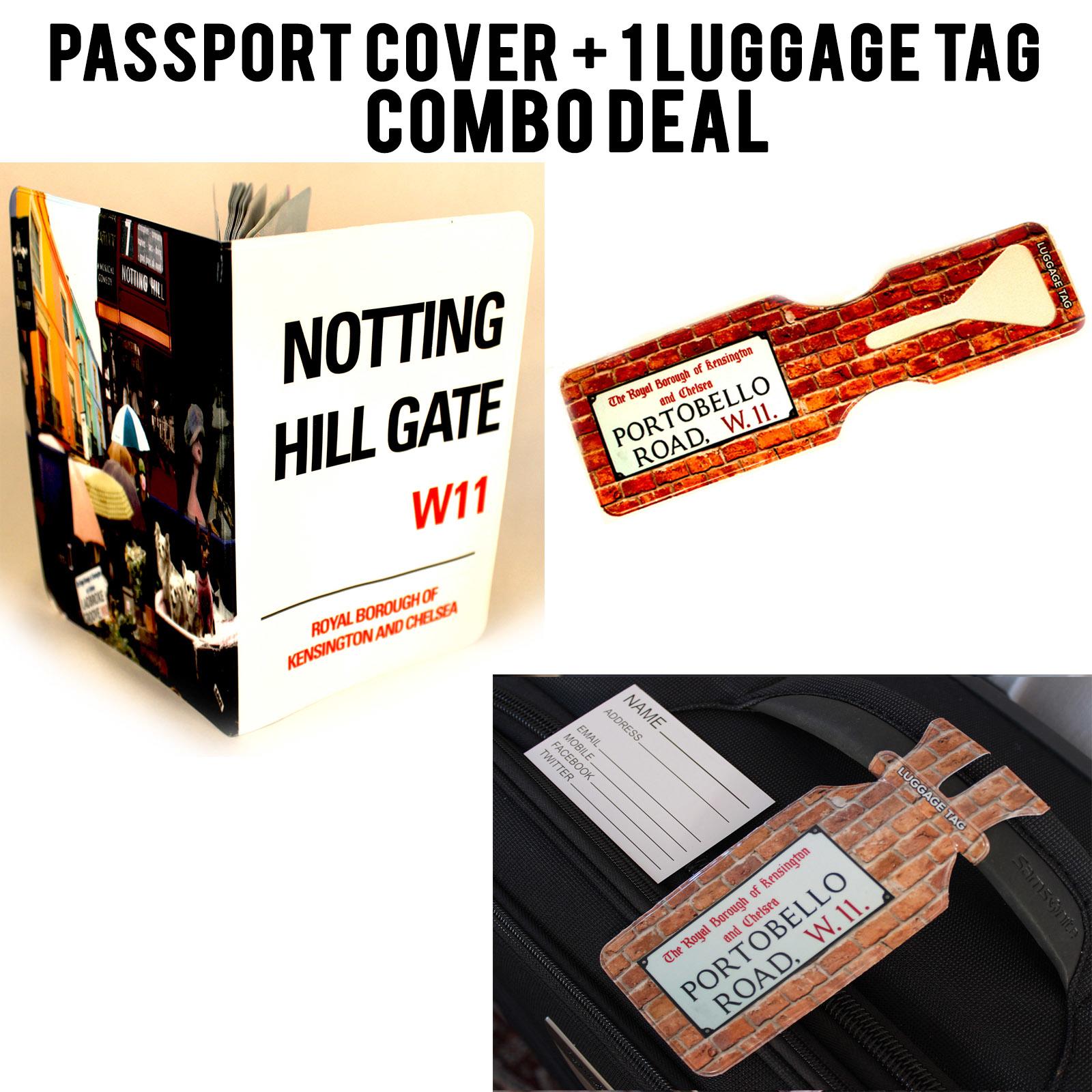 Notting Hill / Portobello Passport Cover and Luggage Tag Set annotated