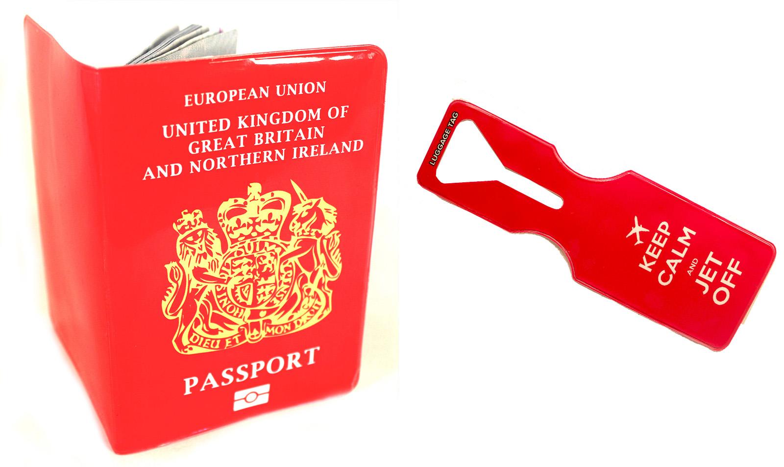 Pink UK Passport and Keep Calm Pink Passport Cover and Luggage Tag Set