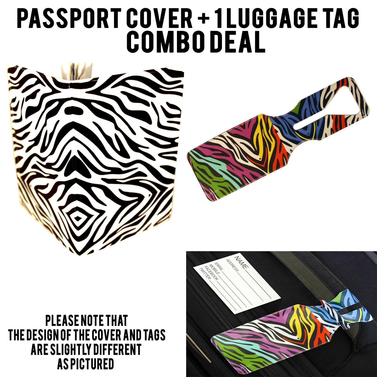 Zebra Passport Cover and Luggage Tag Set annotated