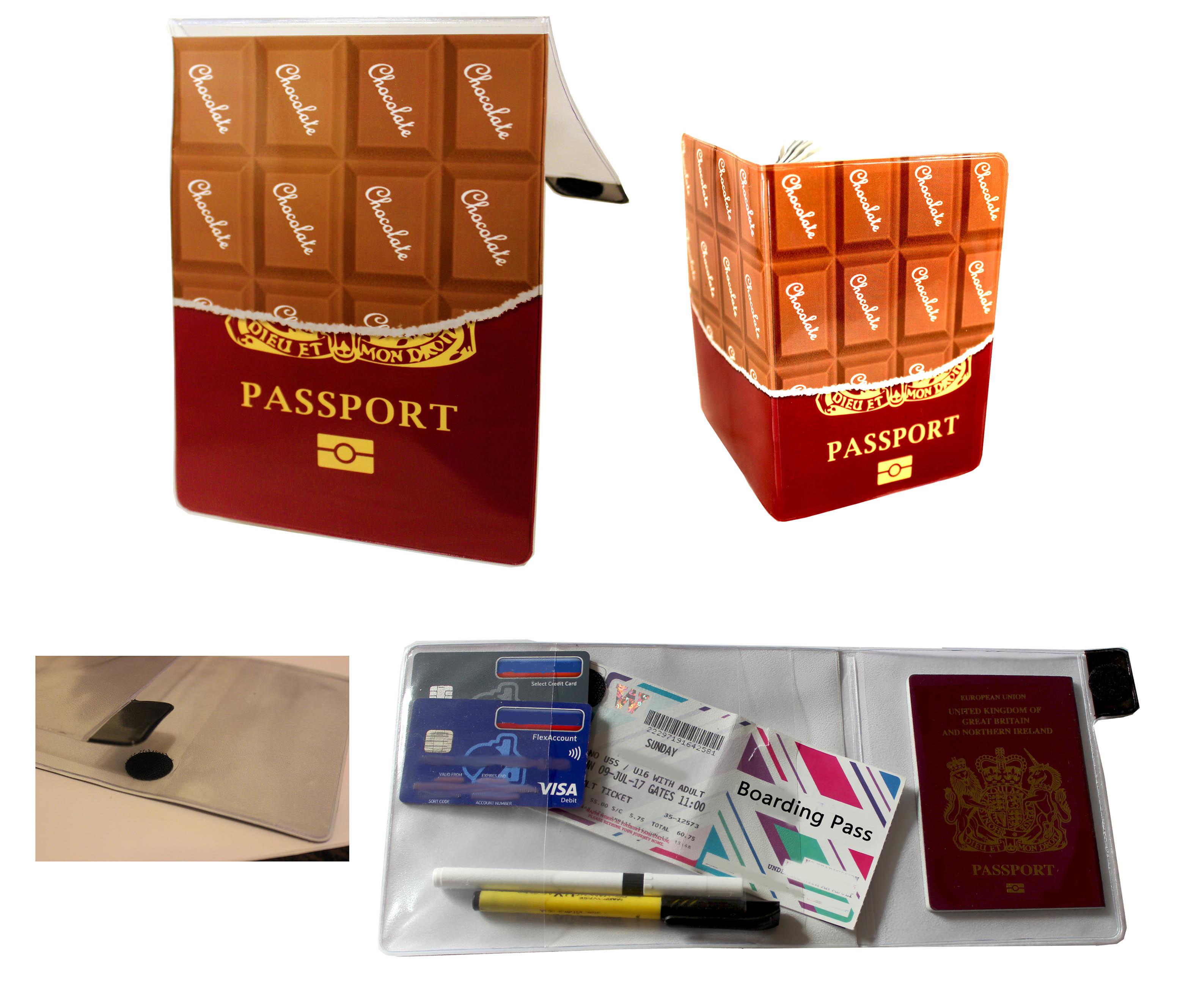 UK Chocolate Document Holder  and Passport Cover Combo Set with writing