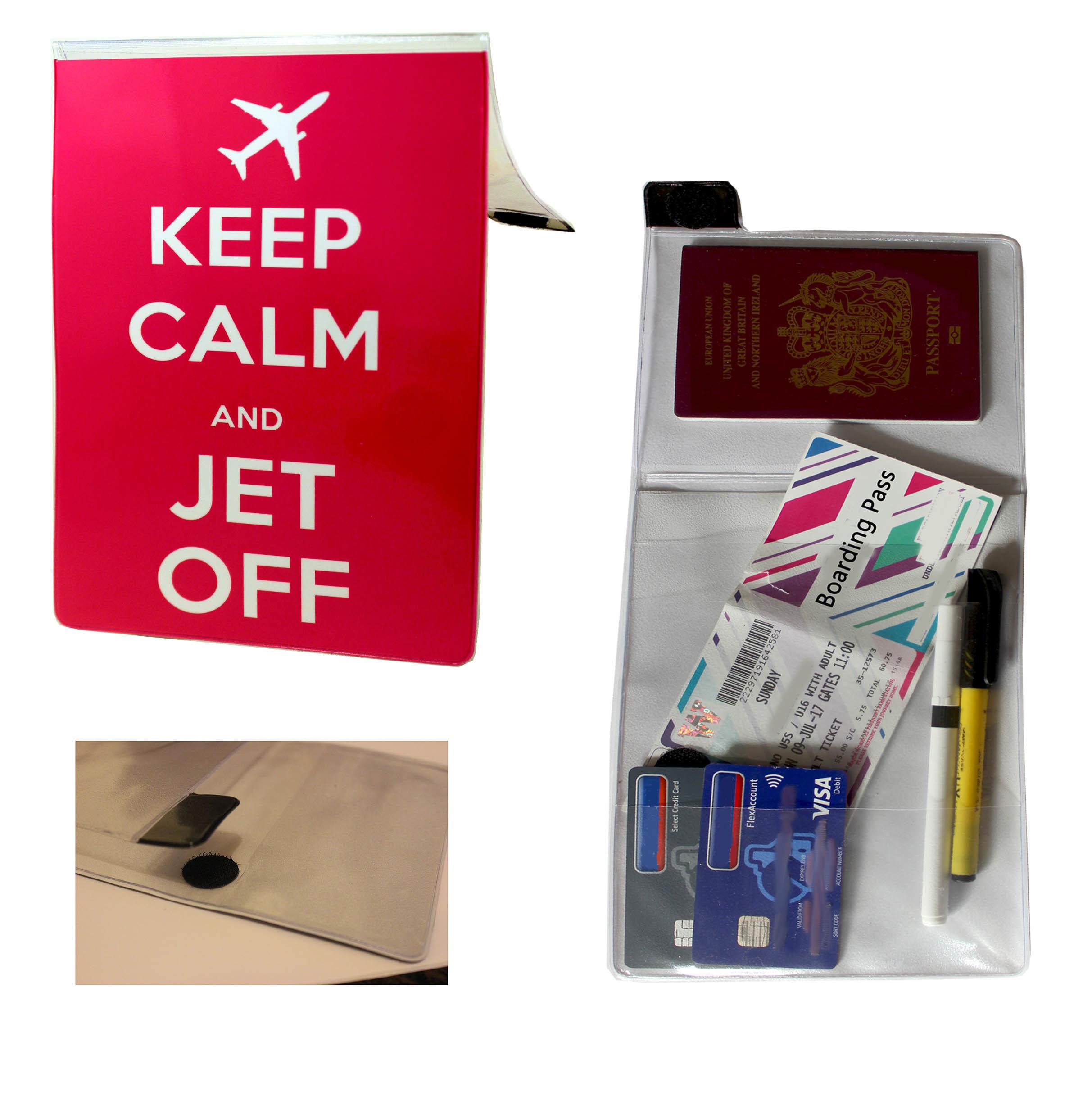 Keep Calm Jet off Pink Travel Document Holder
