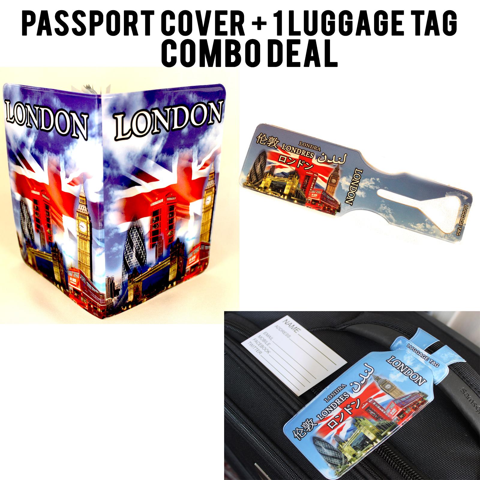 London Montage Passport Cover and Luggage Tag Set annotated