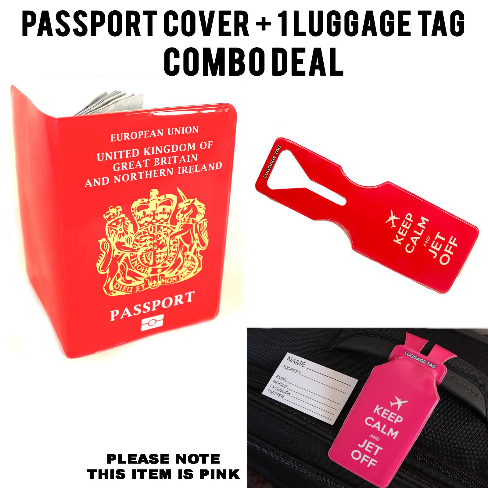 Pink UK Passport and Keep Calm Pink Passport Cover and Luggage Tag Set annotated