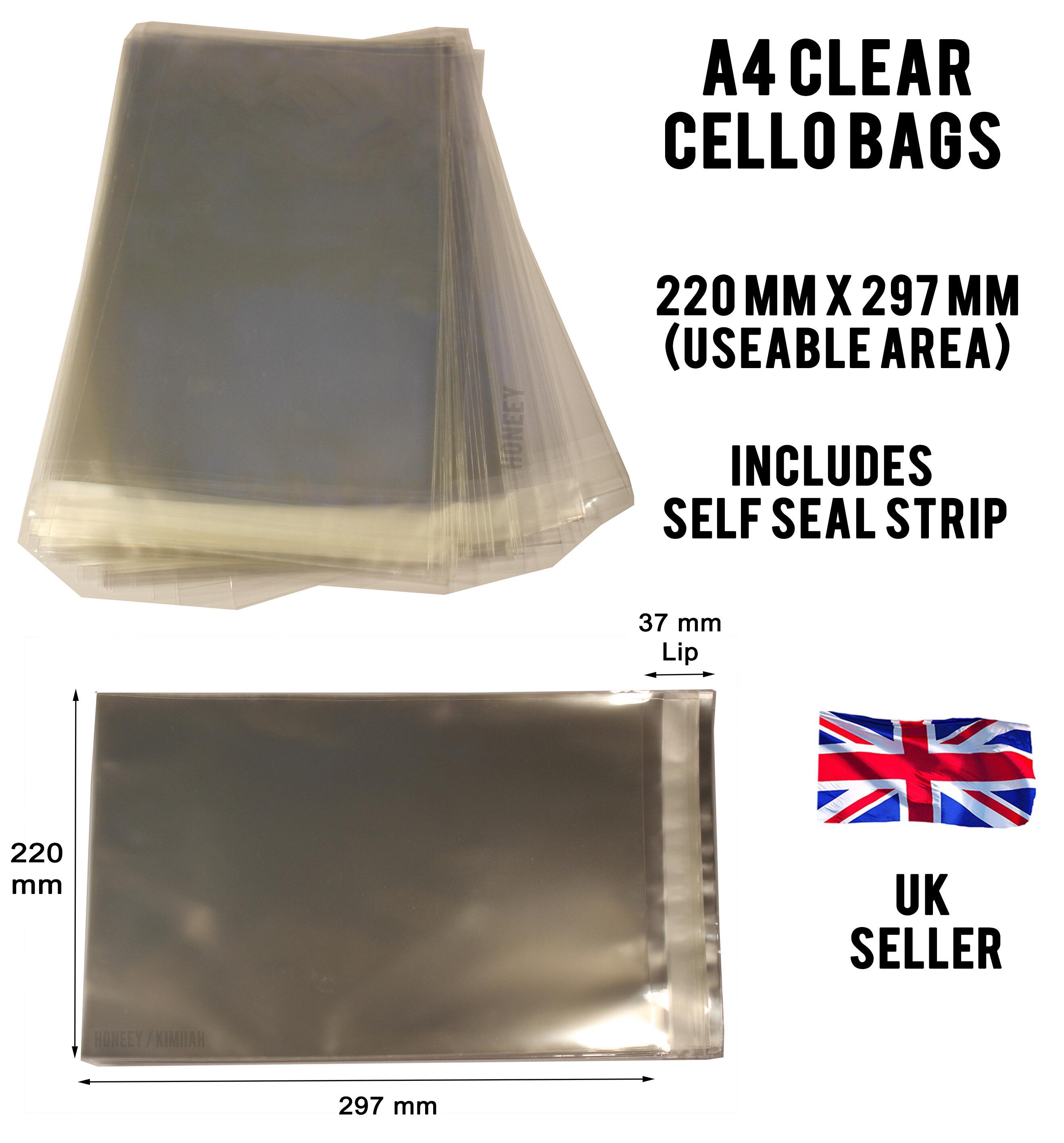 A4 Clear Cellophane Cello Bags Retail Packaging Honeey