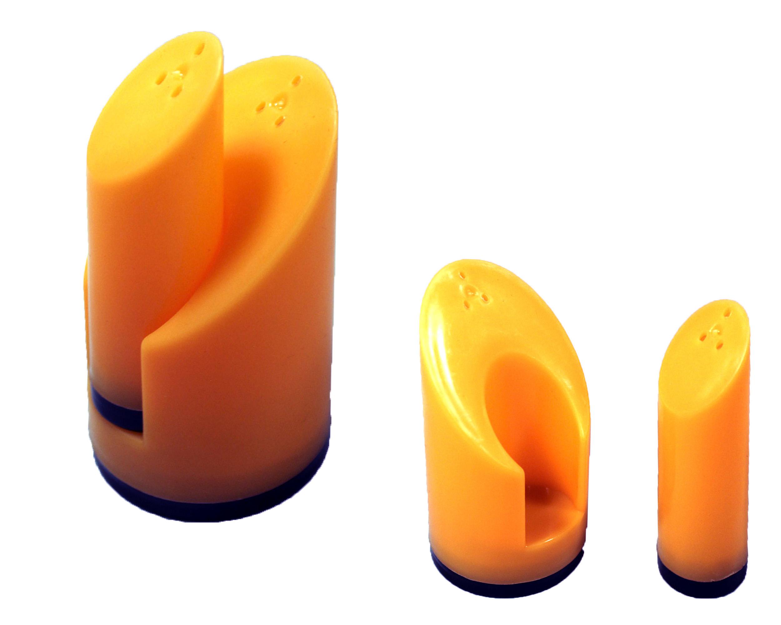 orange salt and pepper shaker unslotted and slotted