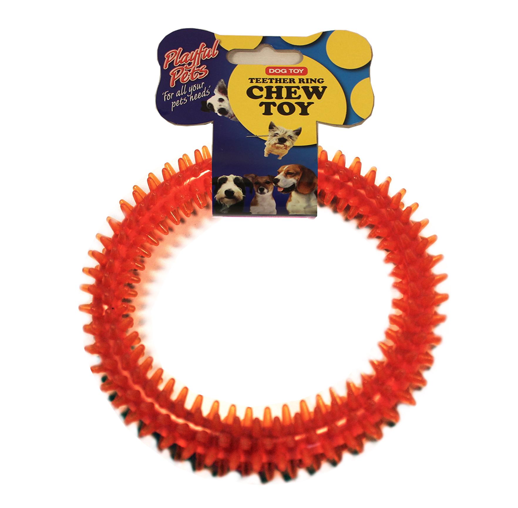 orange Dog chew toy with label