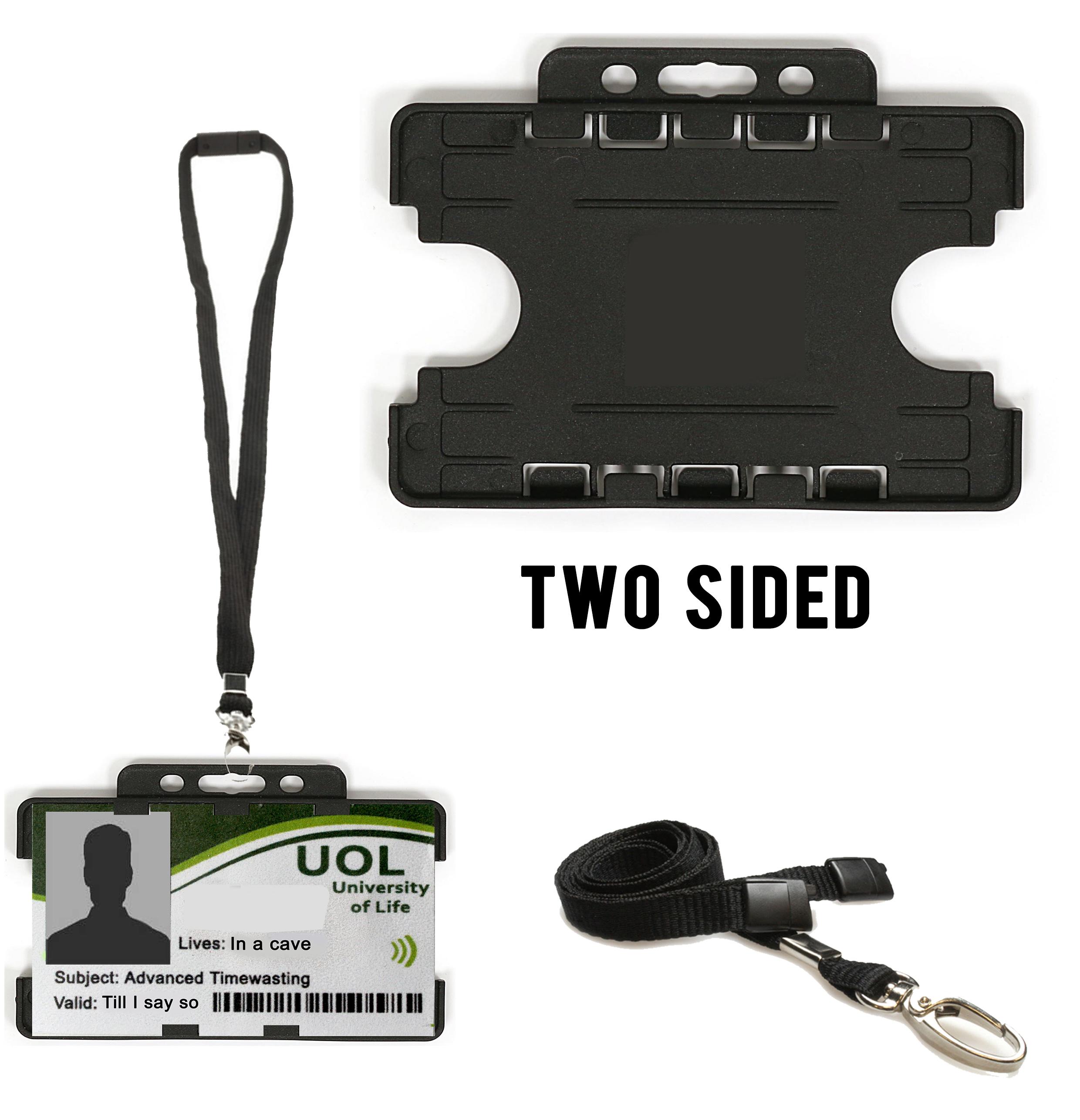 Black Two sided id badge holder with lanyard