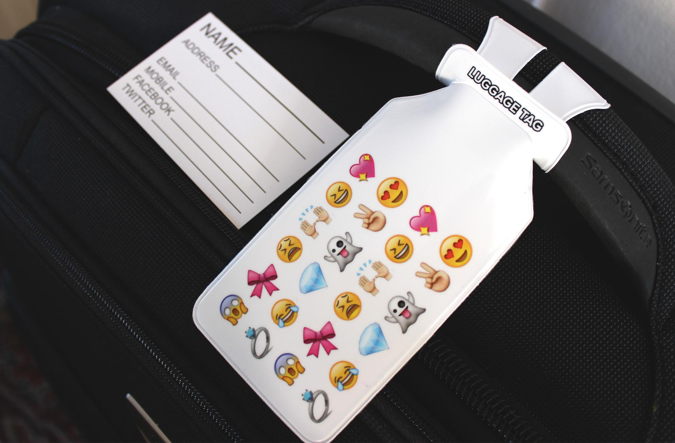 White Emoji Oneloop Luggage Tag