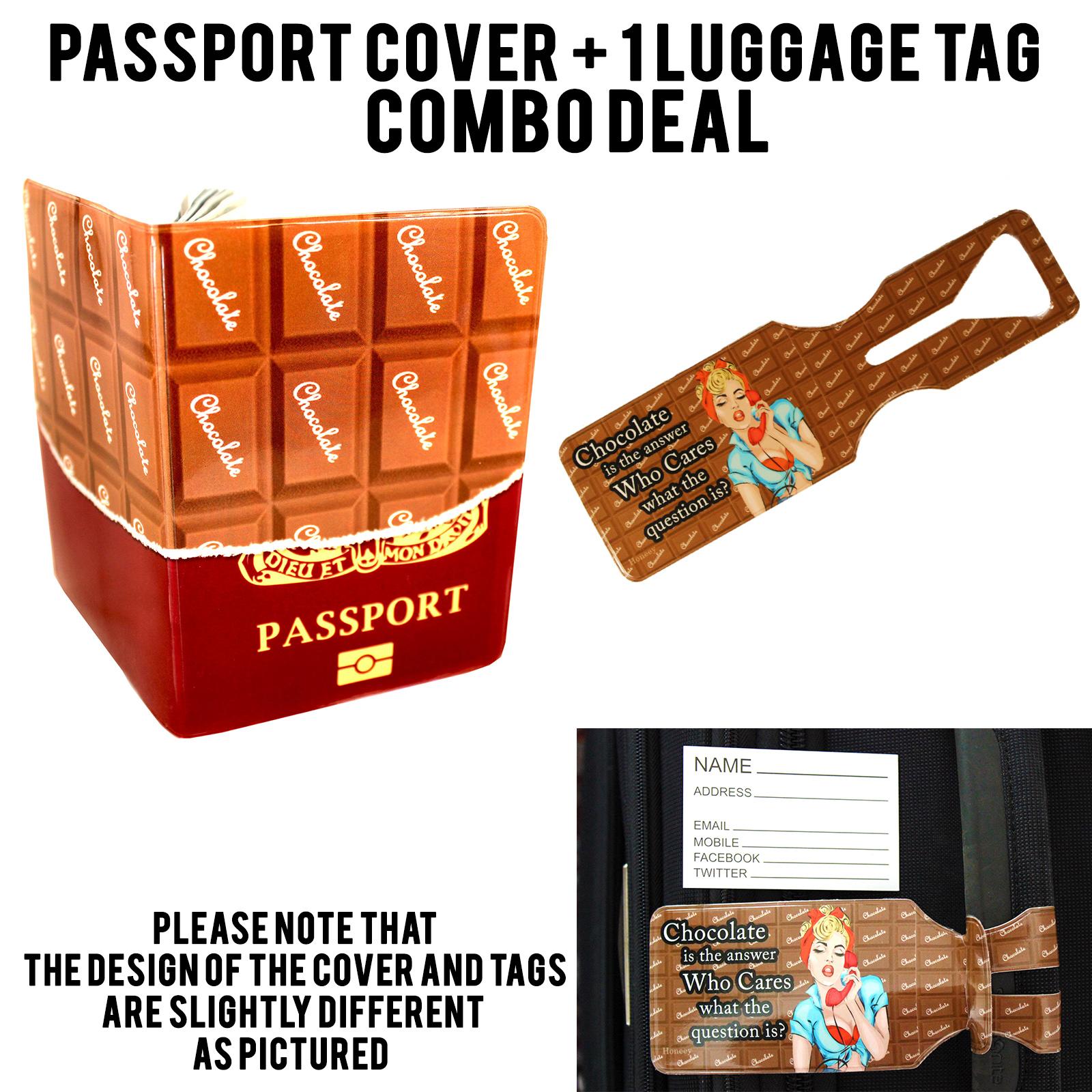 Chocolate Passport Cover and Luggage Tag Set annotated