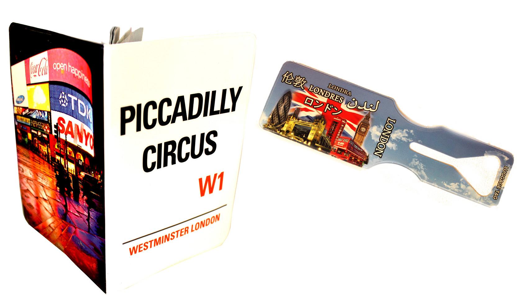 Piccadilly Circus and London Montage Passport Cover and Luggage Tag Set