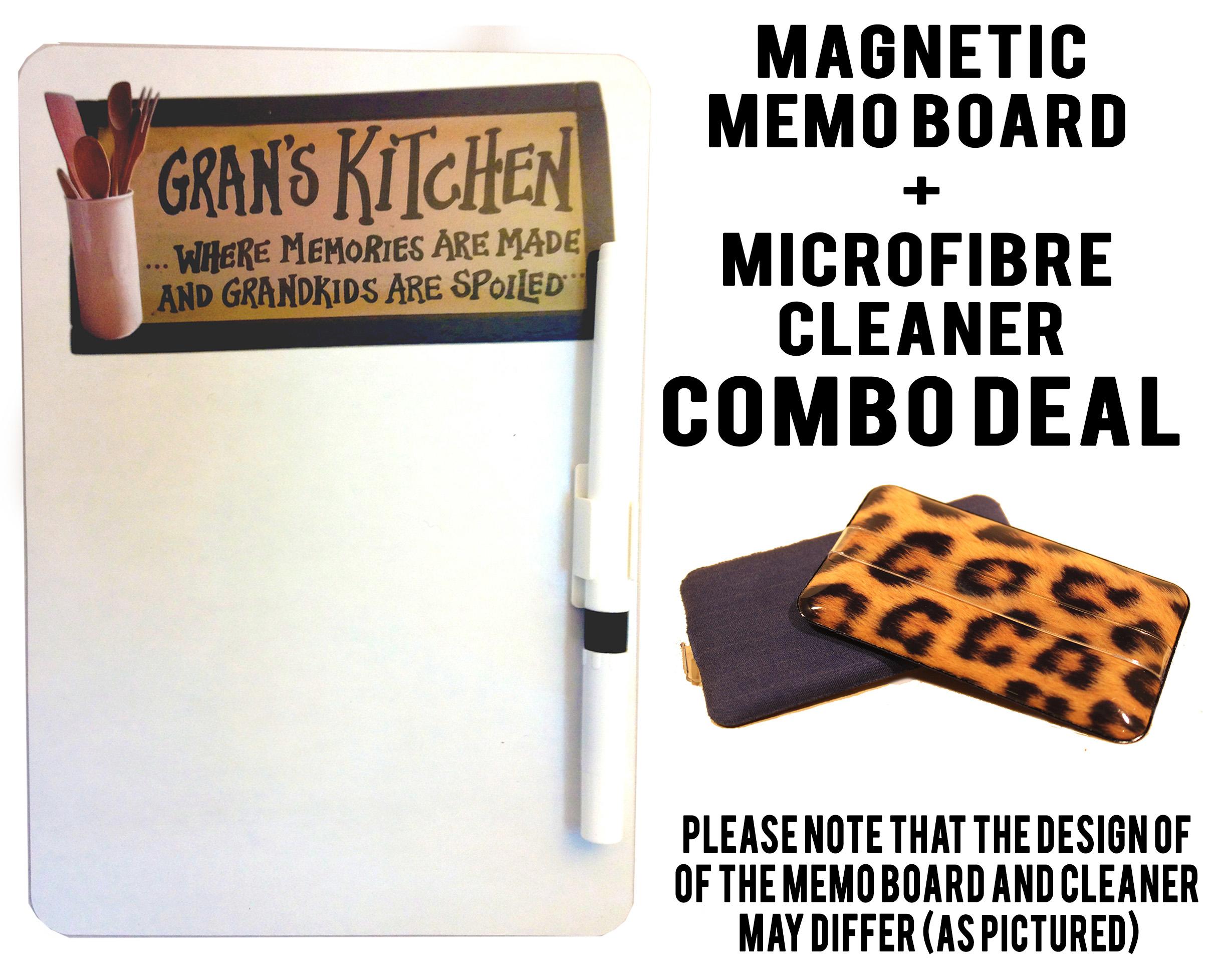 Grans Kitchen Magnetic Reminder Memo board with cleaner