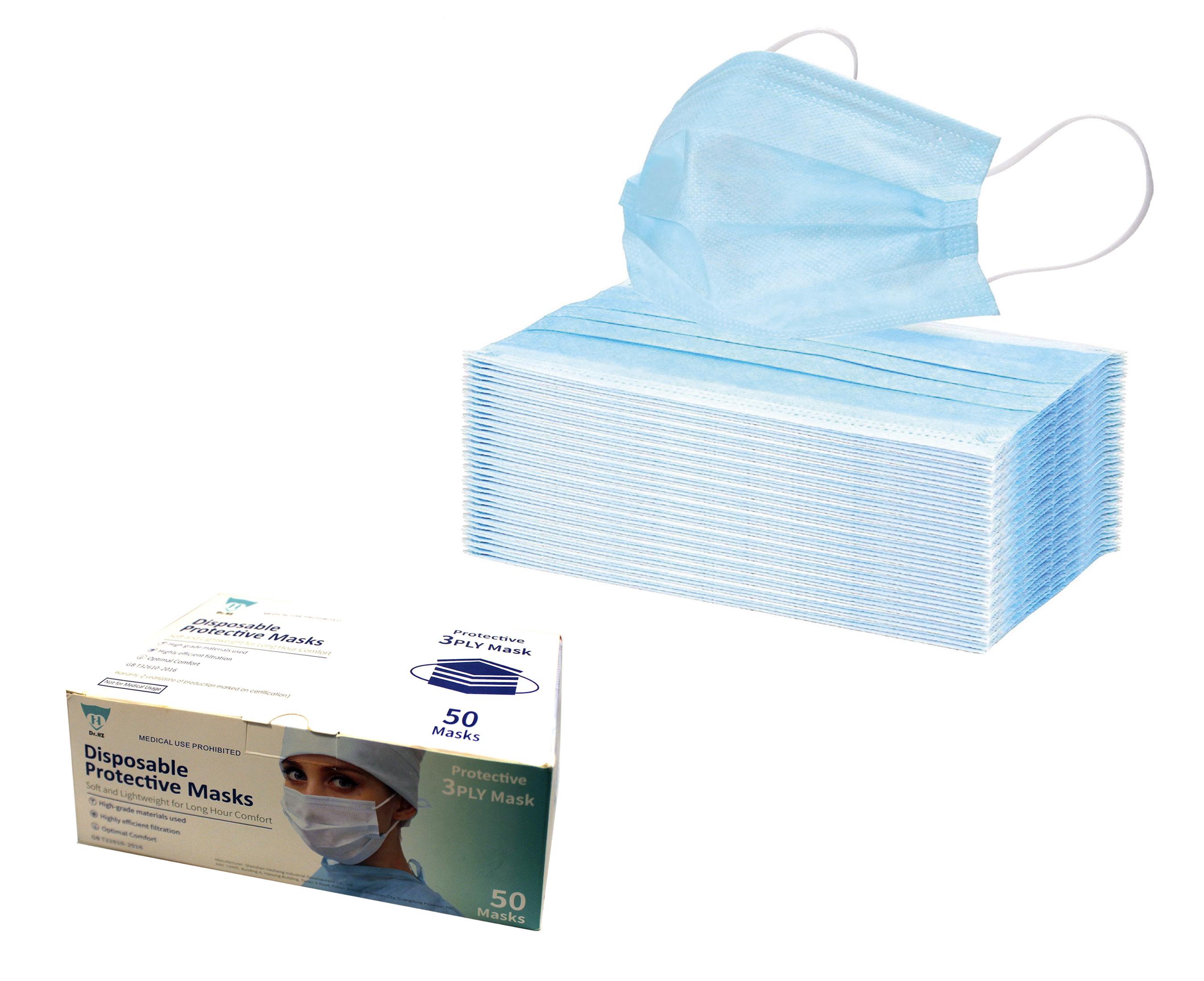 Protective Face Mask in box of 50 and stacked neatly