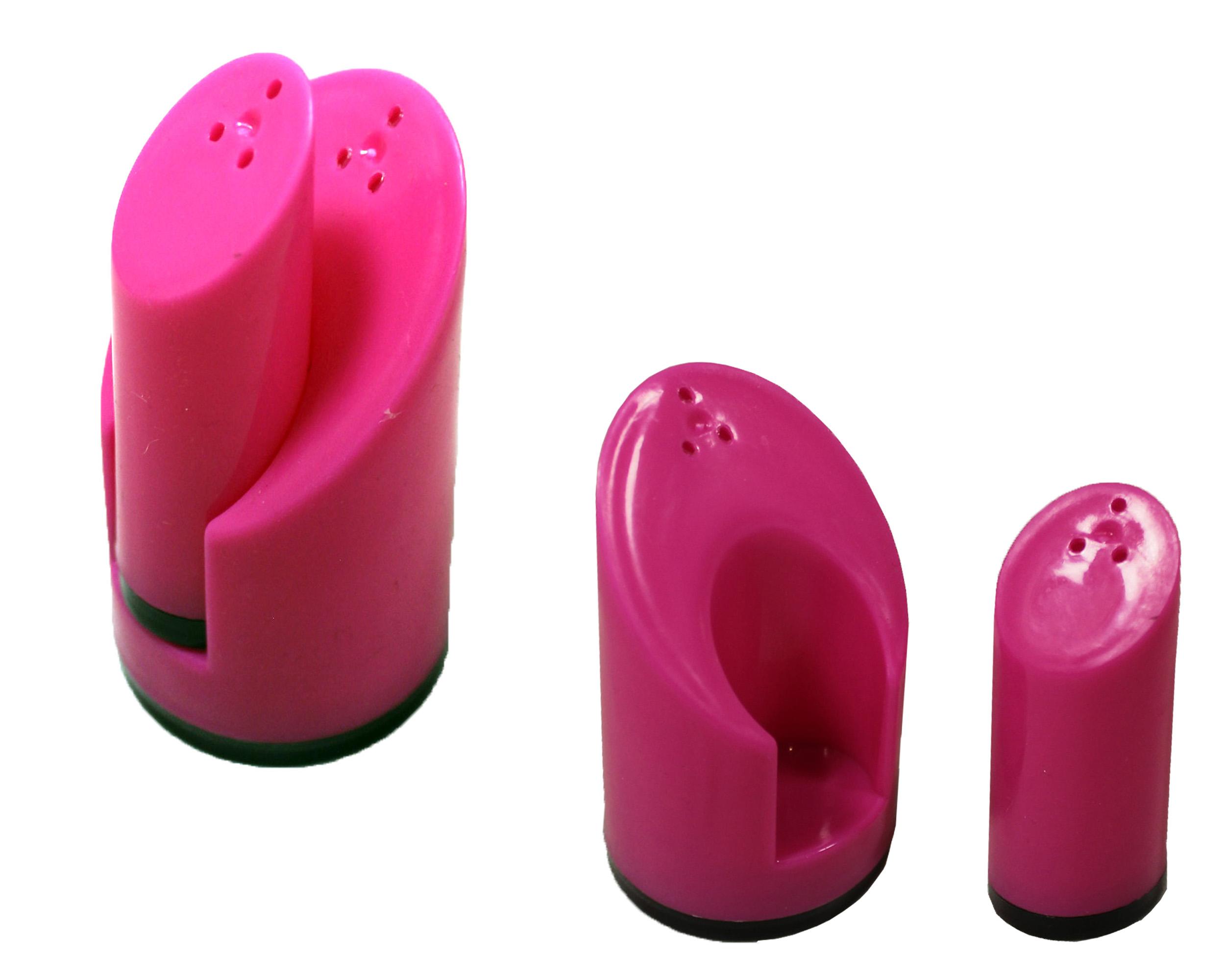pink salt and pepper shaker unslotted and slotted