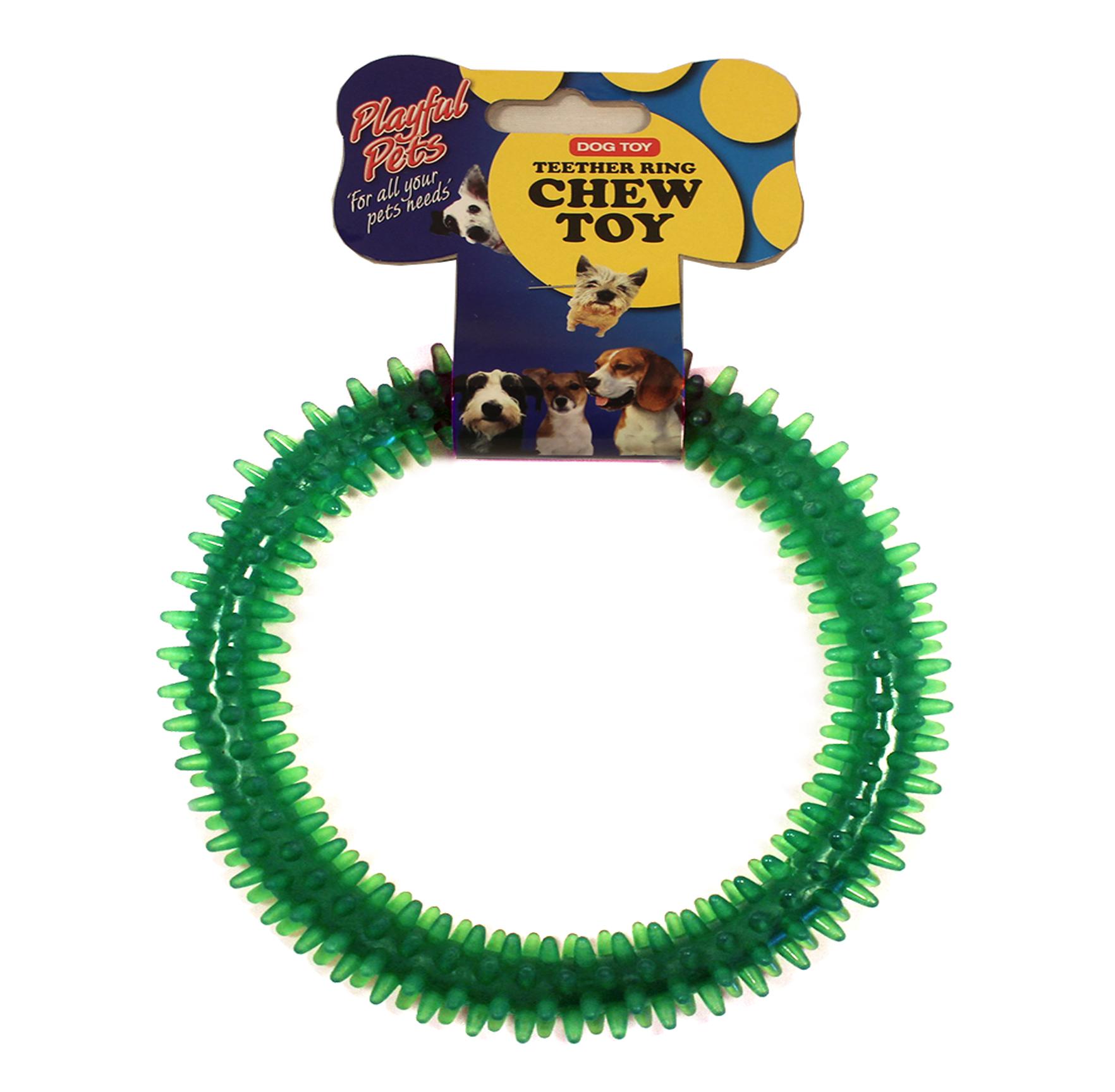 green Dog chew toy with label