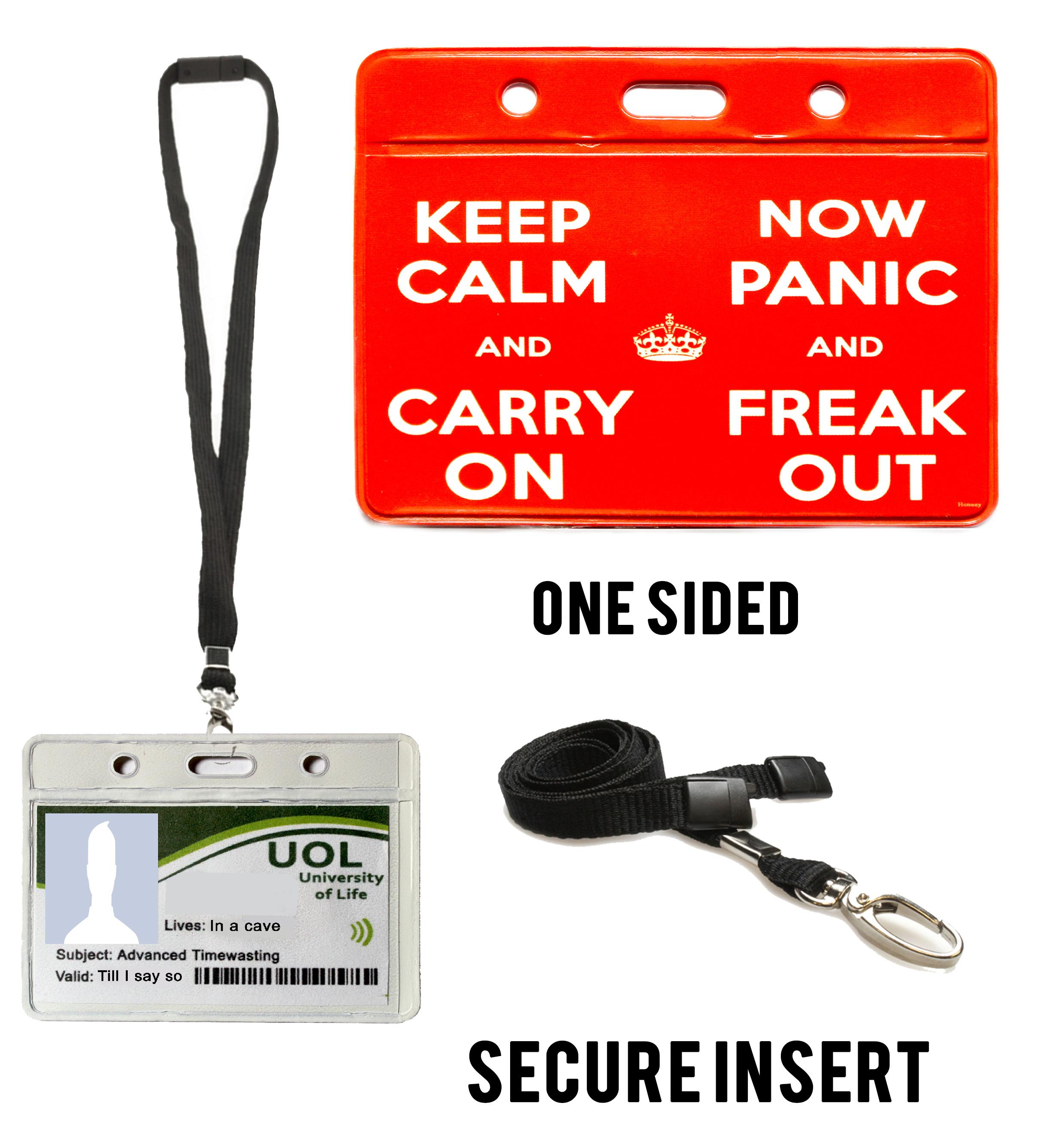keep calm freak out id with lanyard