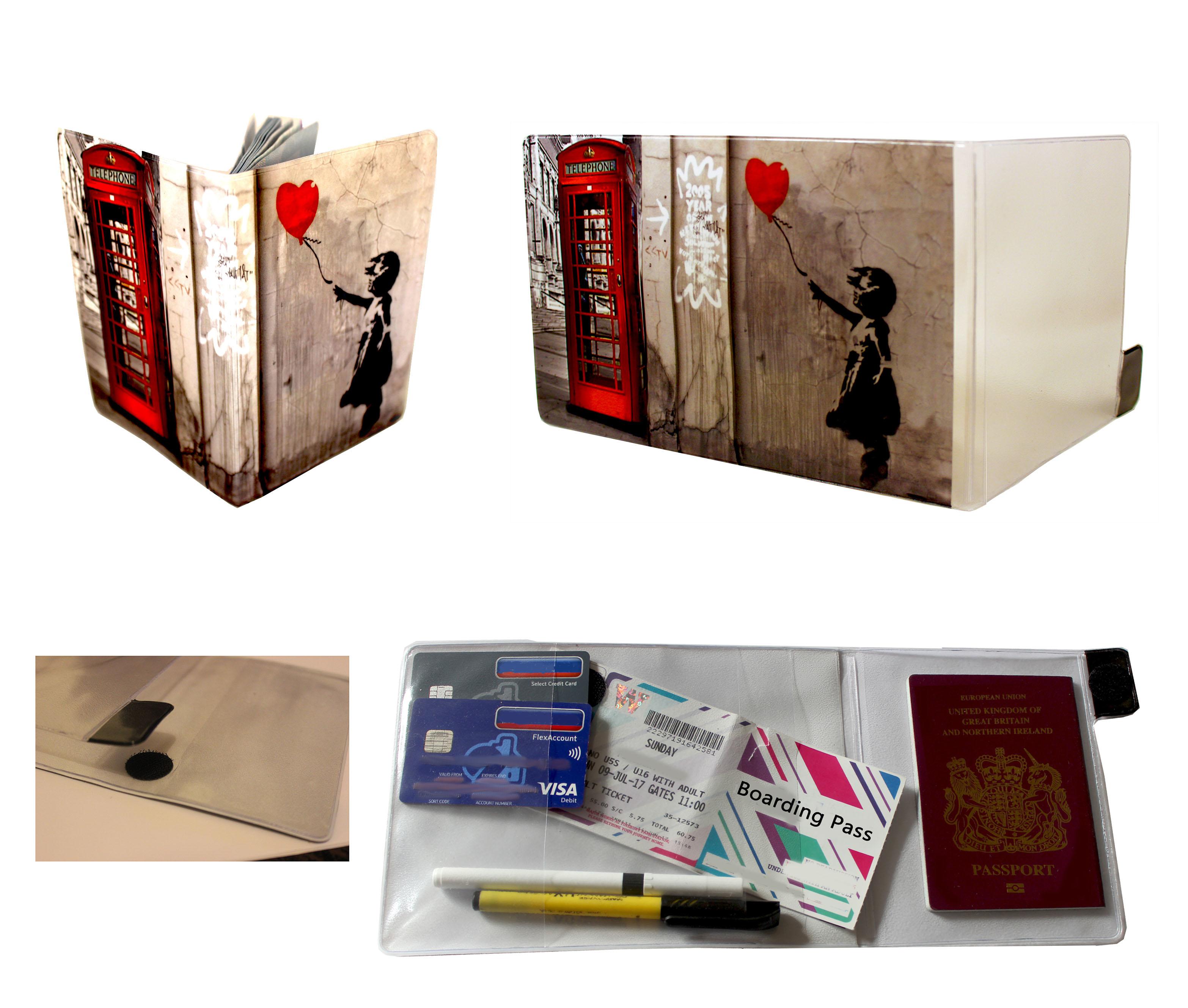 Banksy Telephone Document Holder  and Passport Cover Combo Set with writing