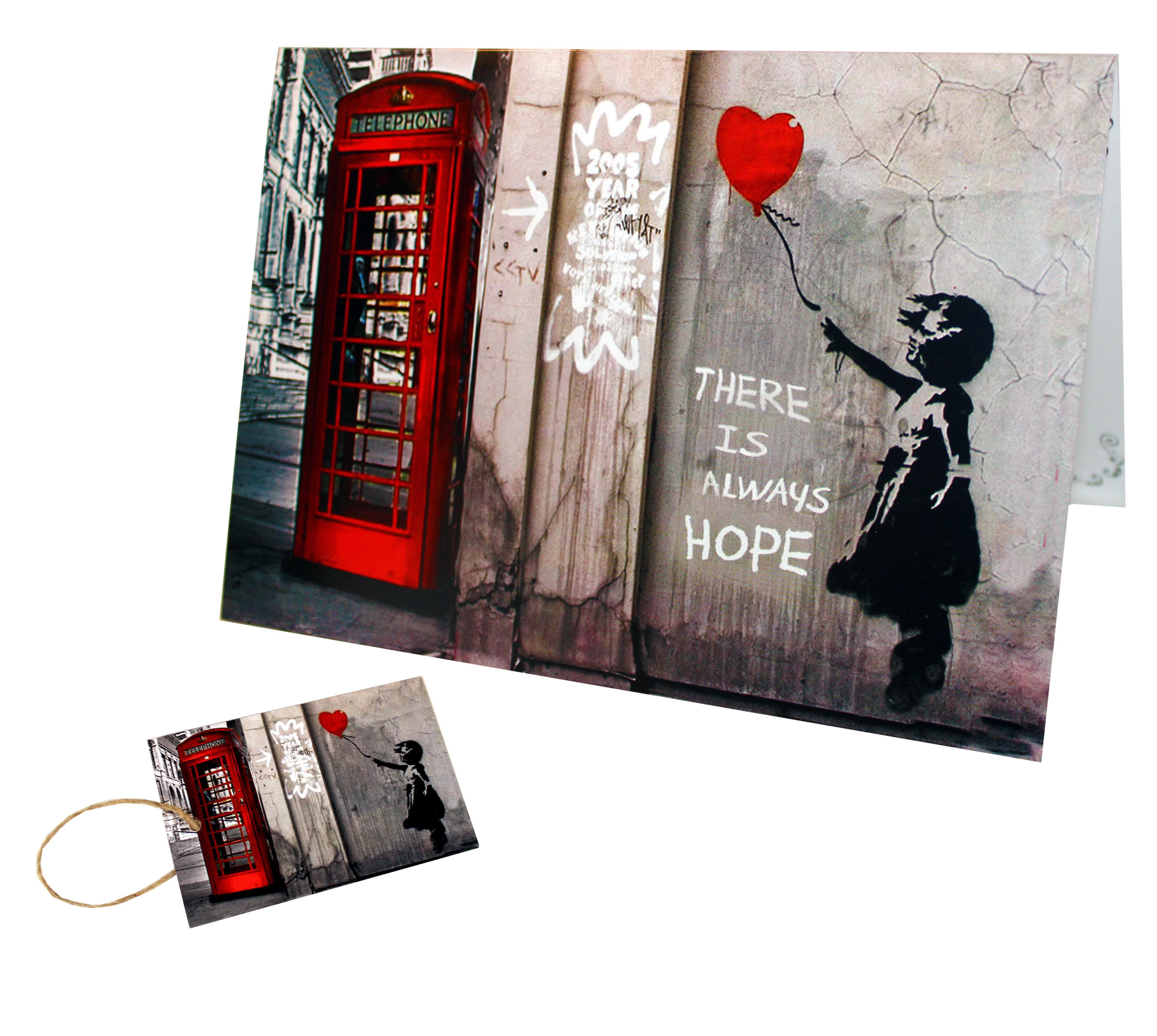 Banksy Telephone Box Greeting Card with gift tag