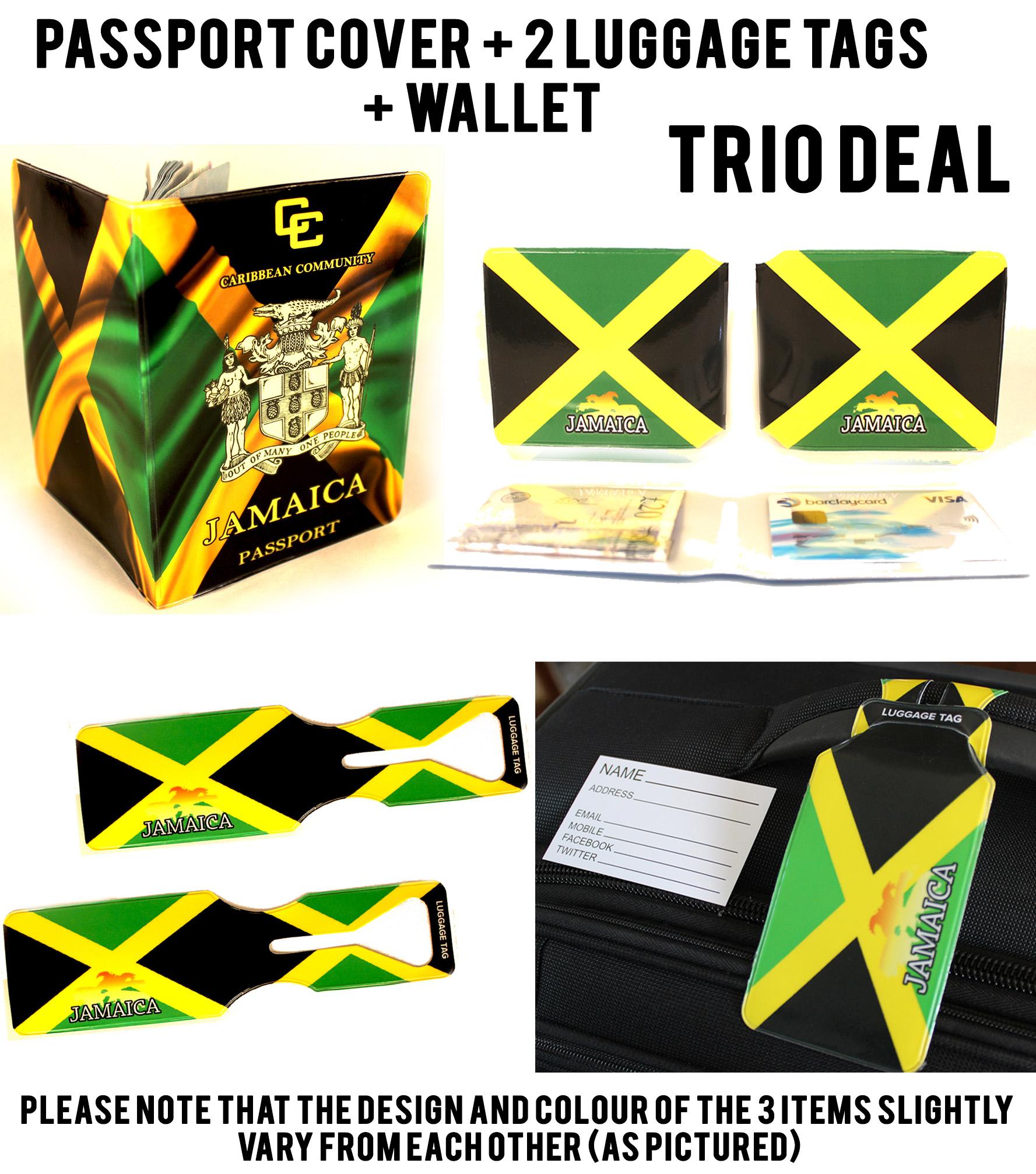Jamaica passport trio set with annotation