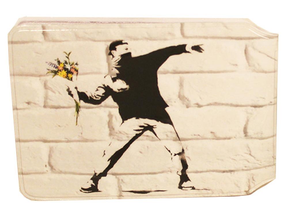 Banksy Flower Thrower Wallet one half