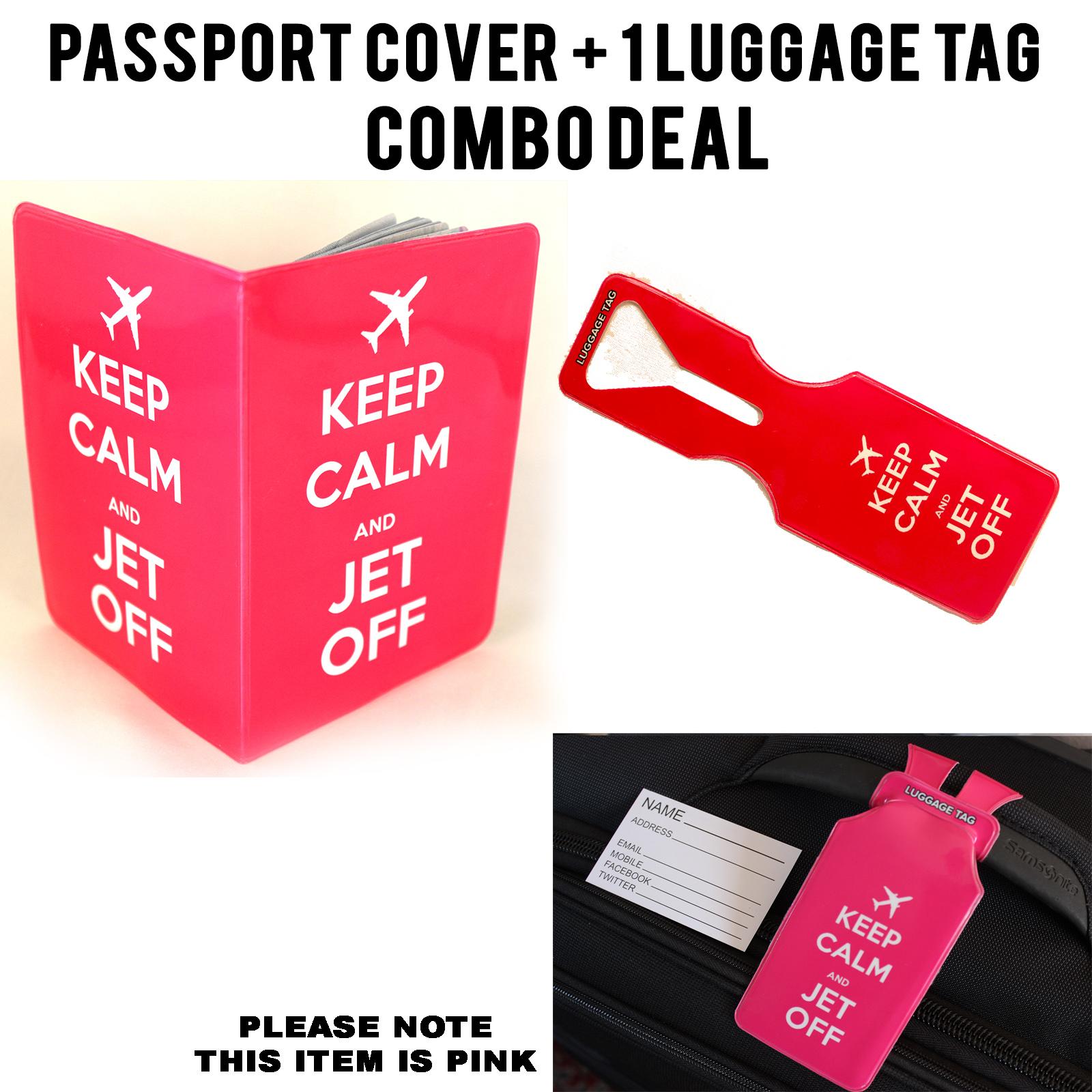 Keep Calm Jet Off Pink Passport Cover and Luggage Tag Set annotated