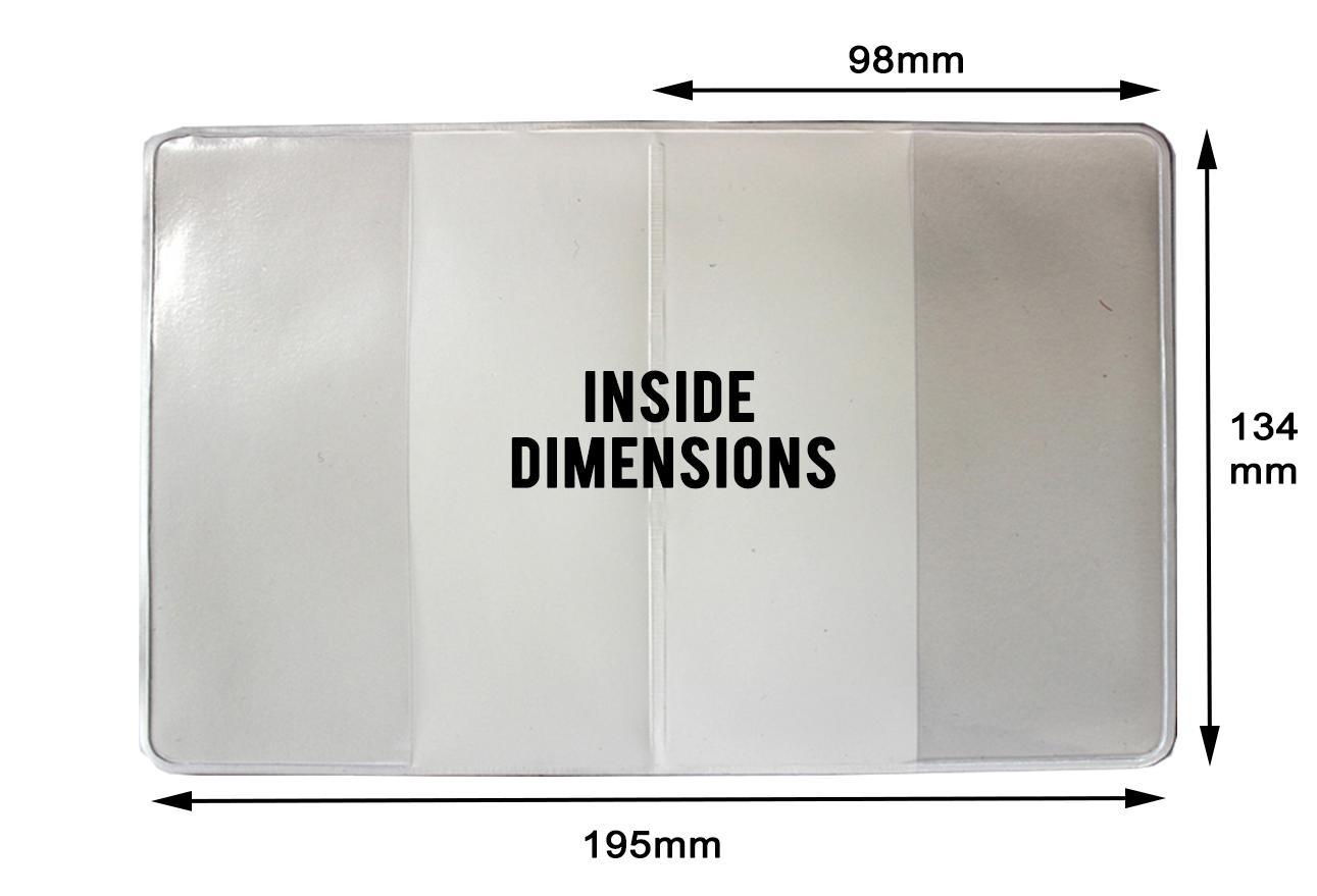 Inside of Passport Cover with dimensions