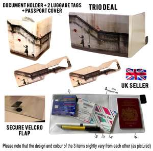 BANKSY TELEPHONE BOX TRIO TRAVEL CREDIT CARD WALLET PASSPORT COVER LUGGAGE TAGS