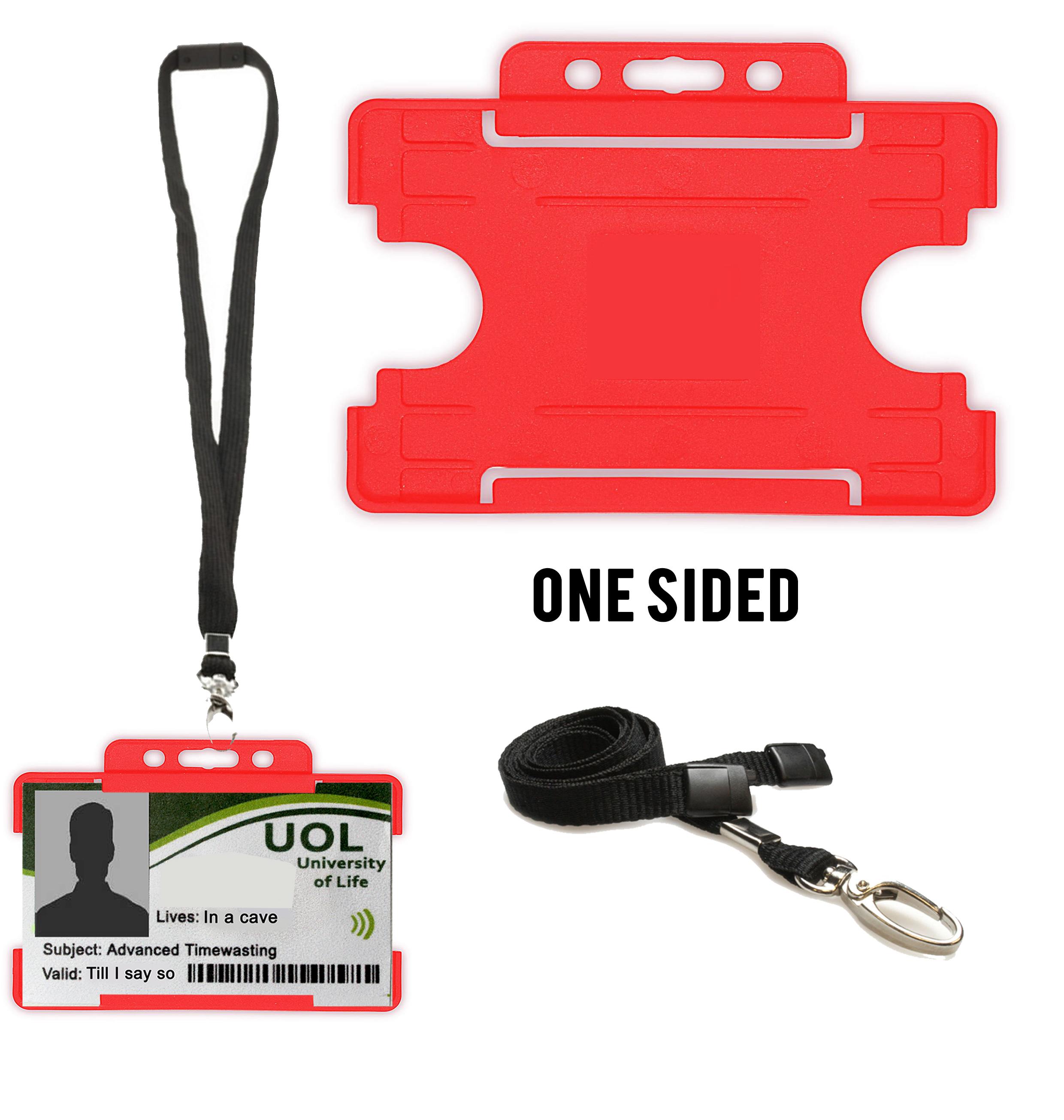 Red ID Badge Holder with lanyard