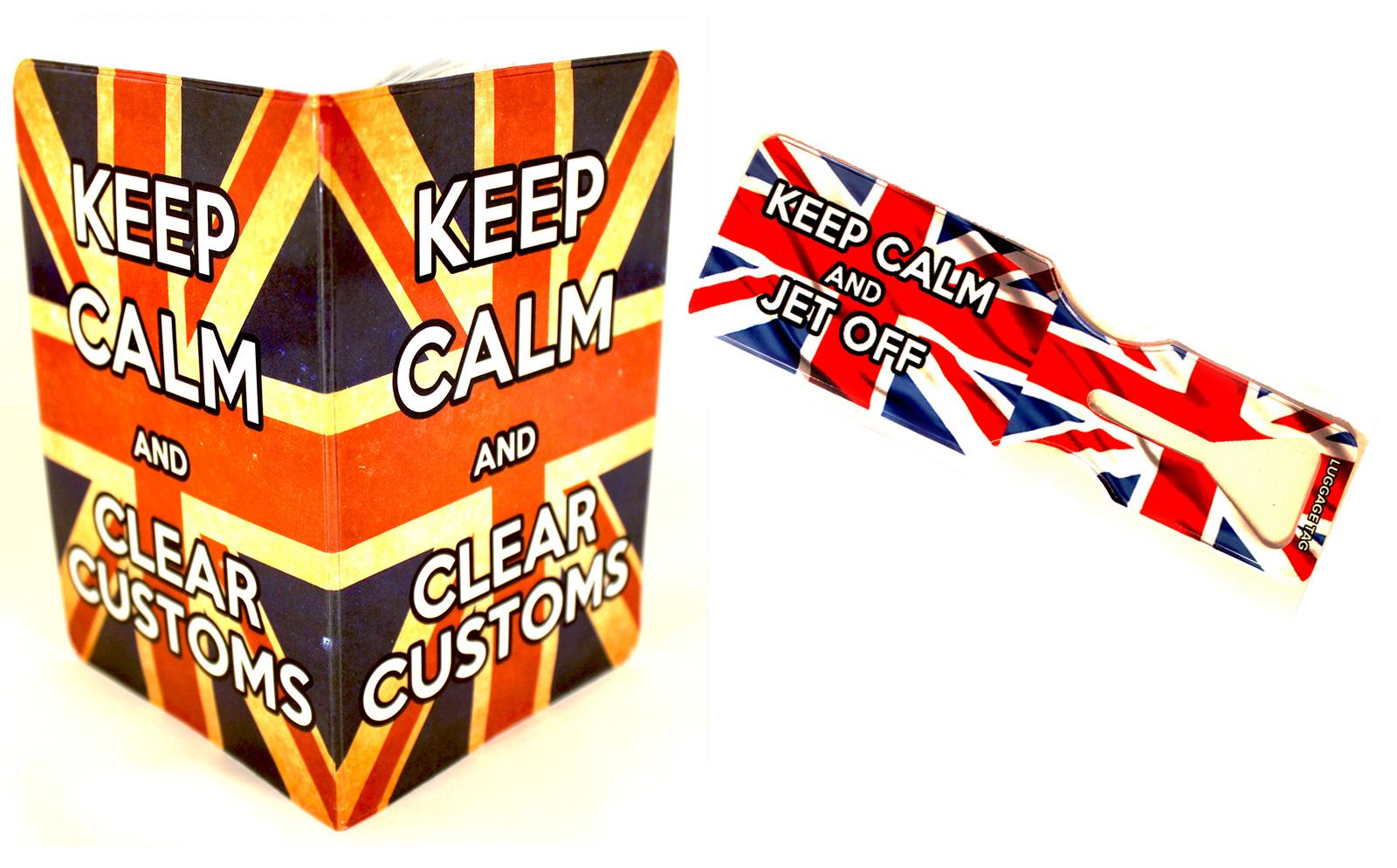Keep Calm Union Jack Passport Cover and Luggage Tag Set