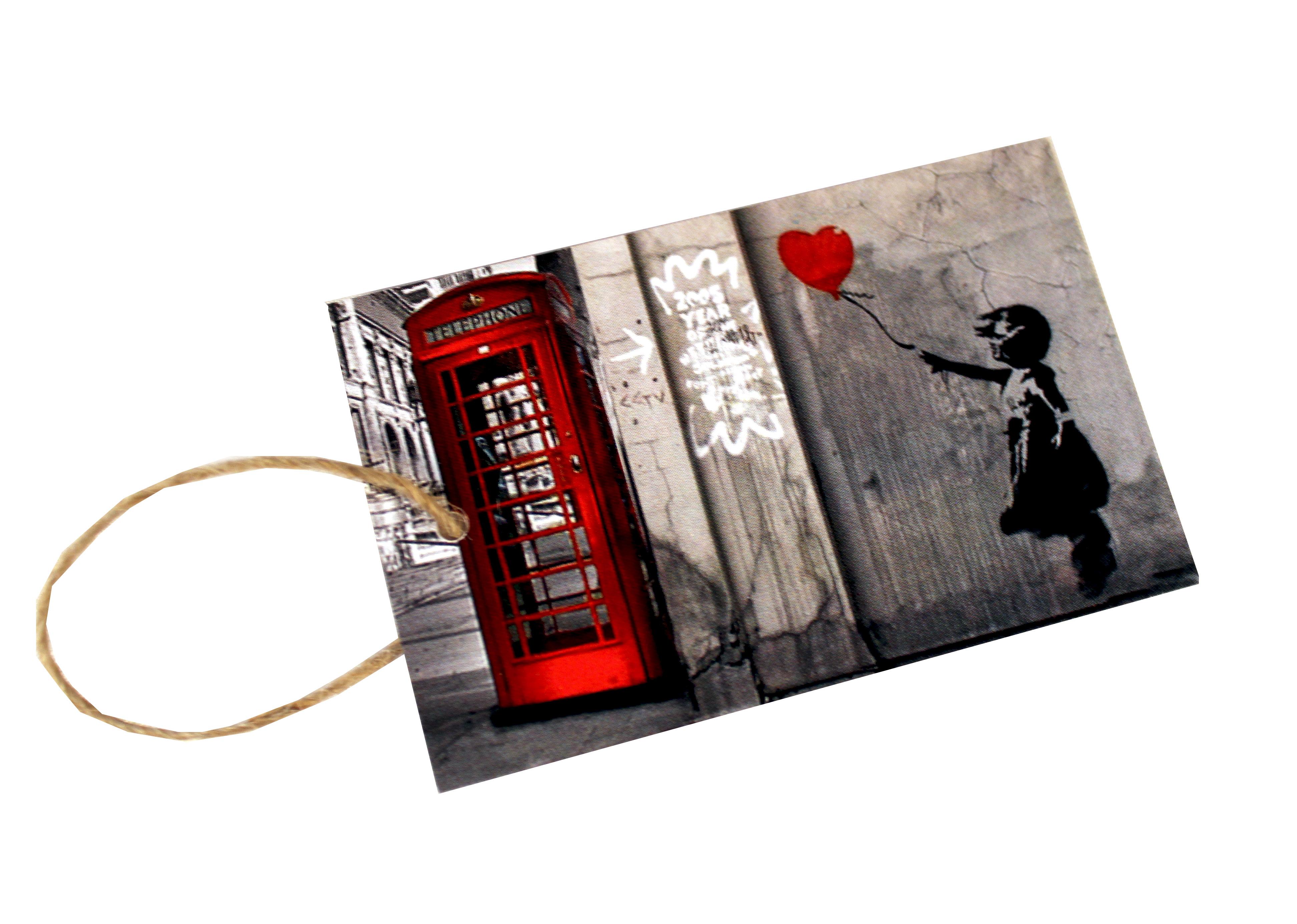 Banksy Telephone Box Gift Tags individual with string