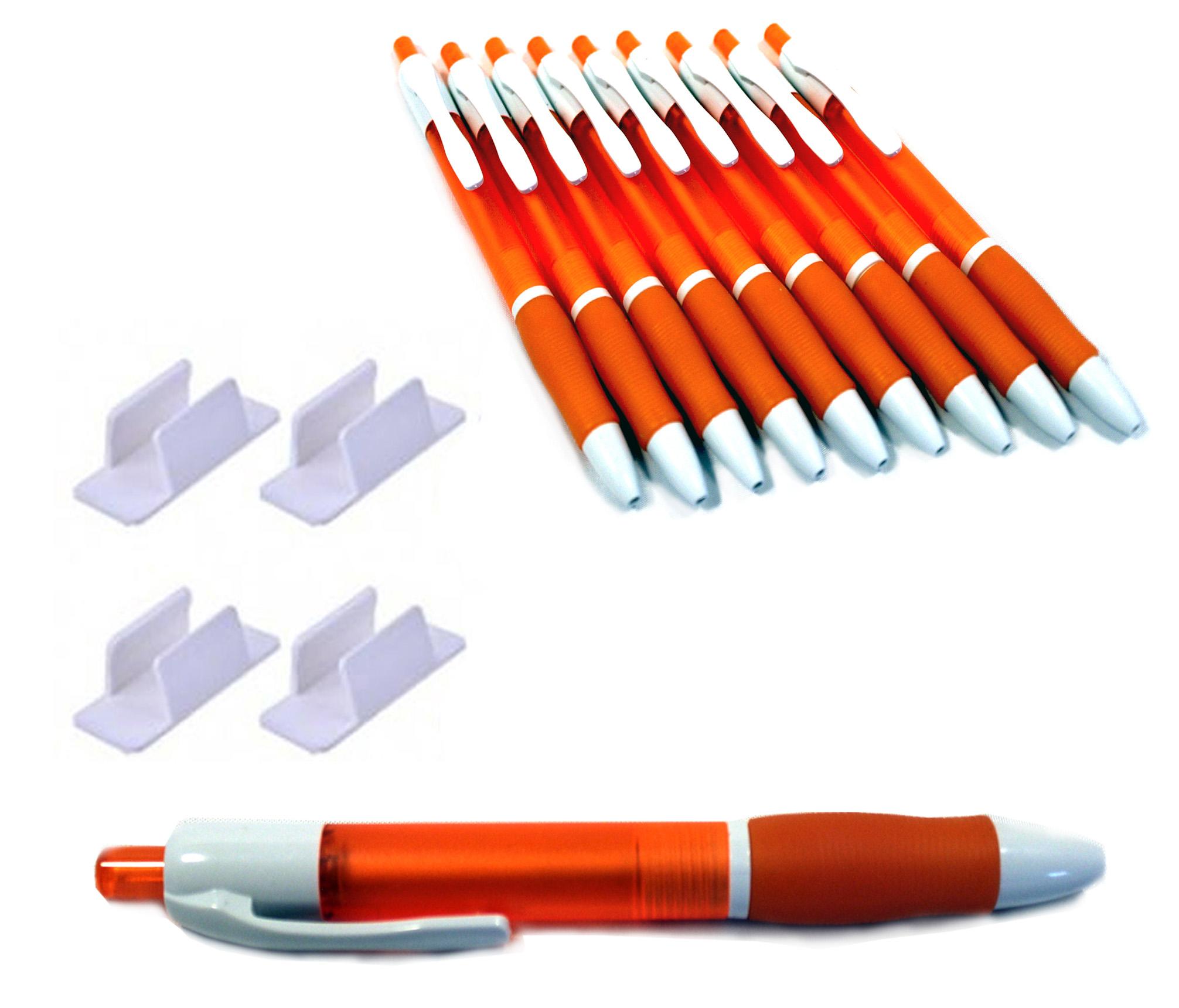 orange quantum ballpoint pen and clip