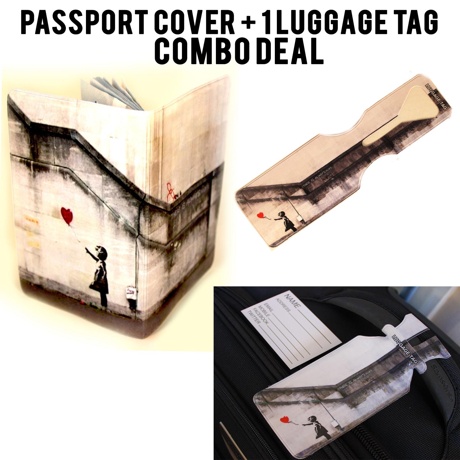 Banksy Always Hope Passport Cover and Luggage Tag Set annotated