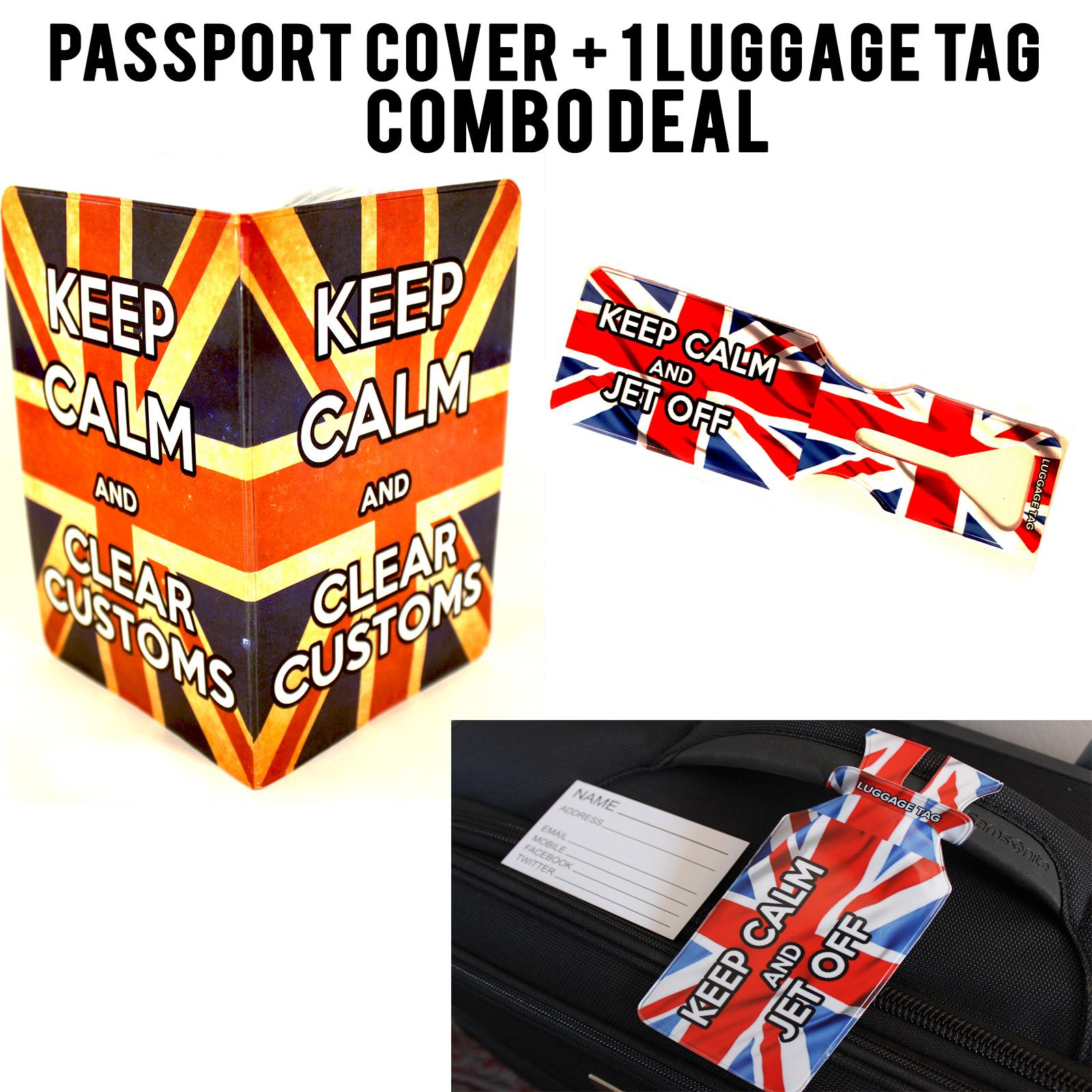 Keep Calm Union Jack Passport Cover and Luggage Tag Set annotated