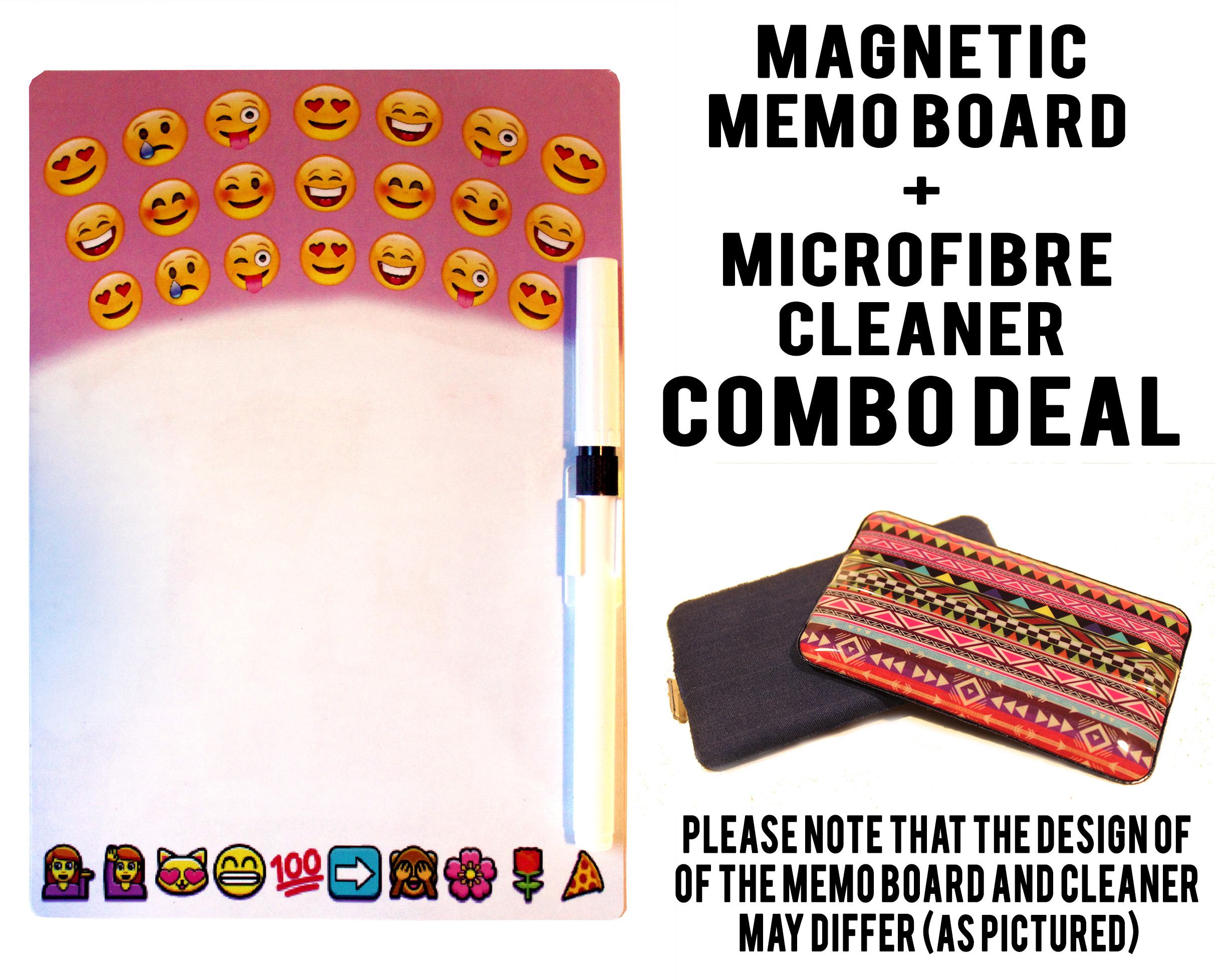 Pink Emoji Magnetic Reminder Memo board with cleaner