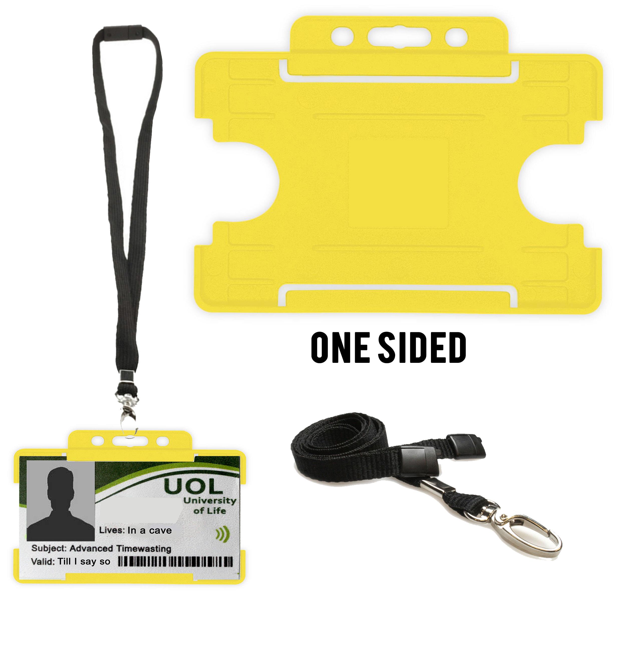 Yellow ID Badge Holder with lanyard