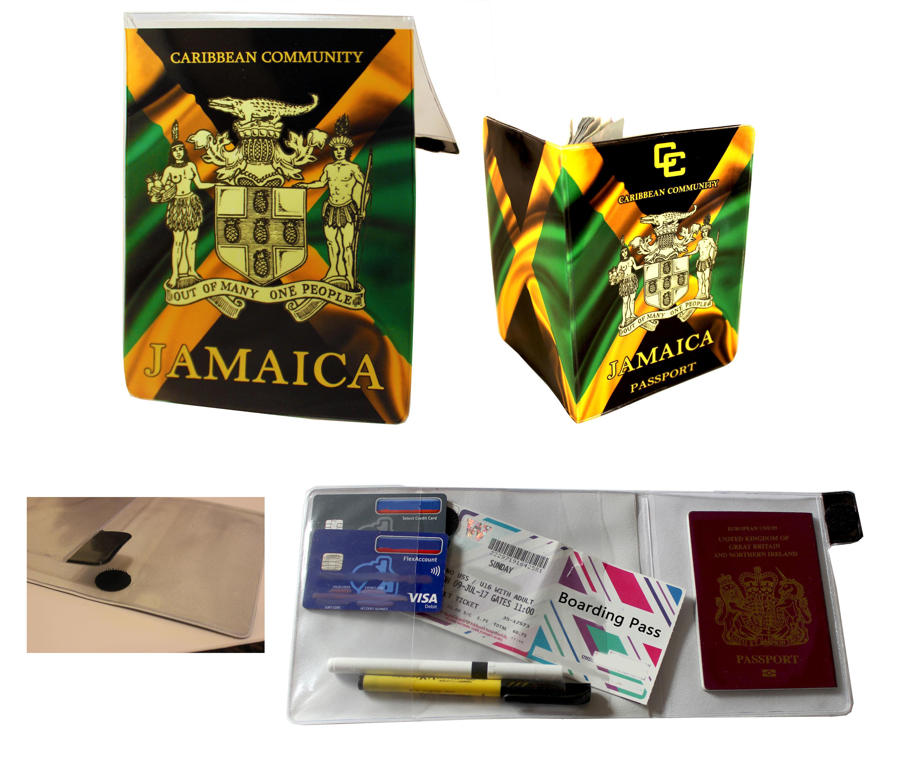 Jamaica Document Holder  and Passport Cover Combo Set with writing