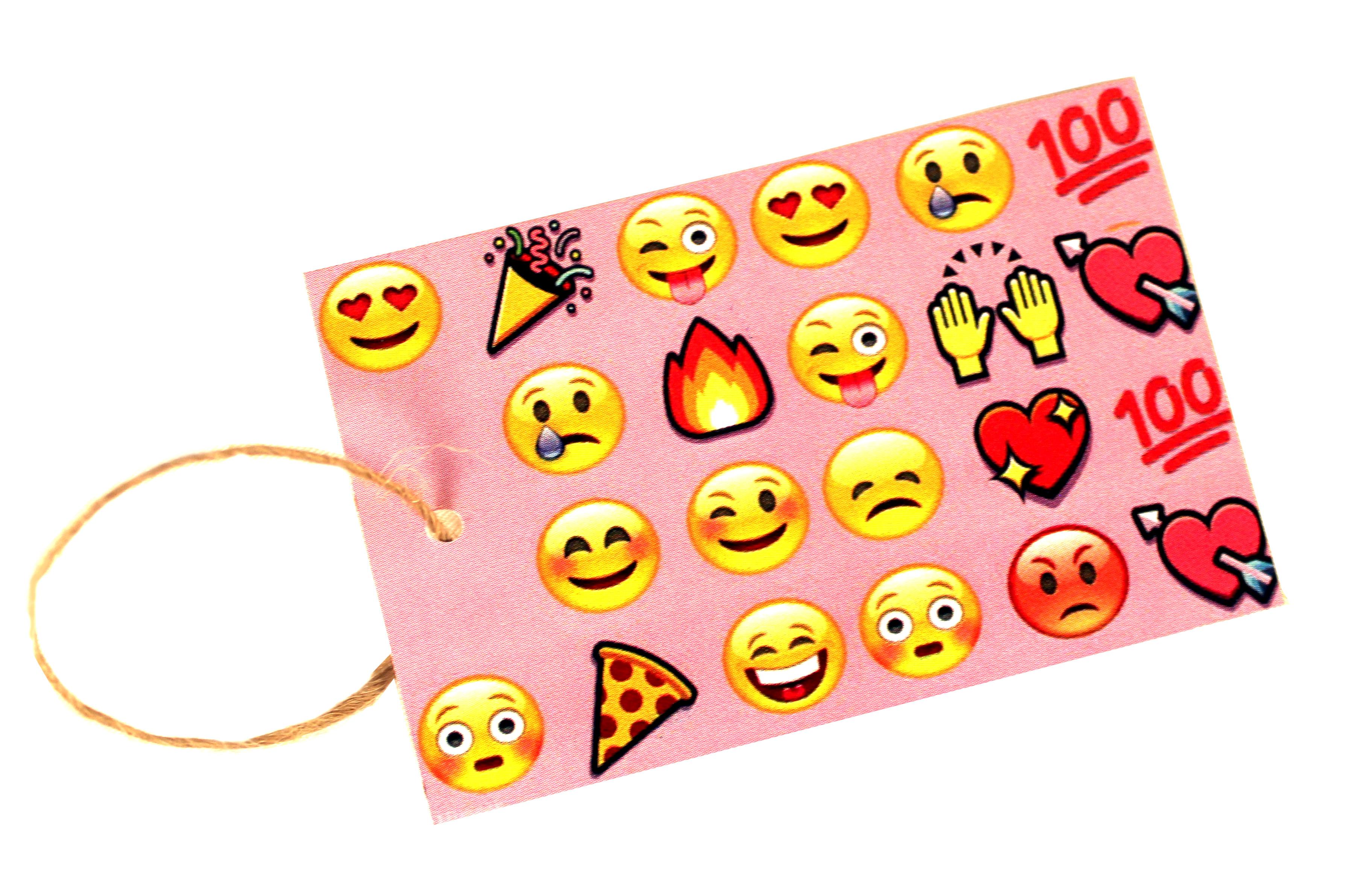 Pink Emoji Gift Tags individual with string