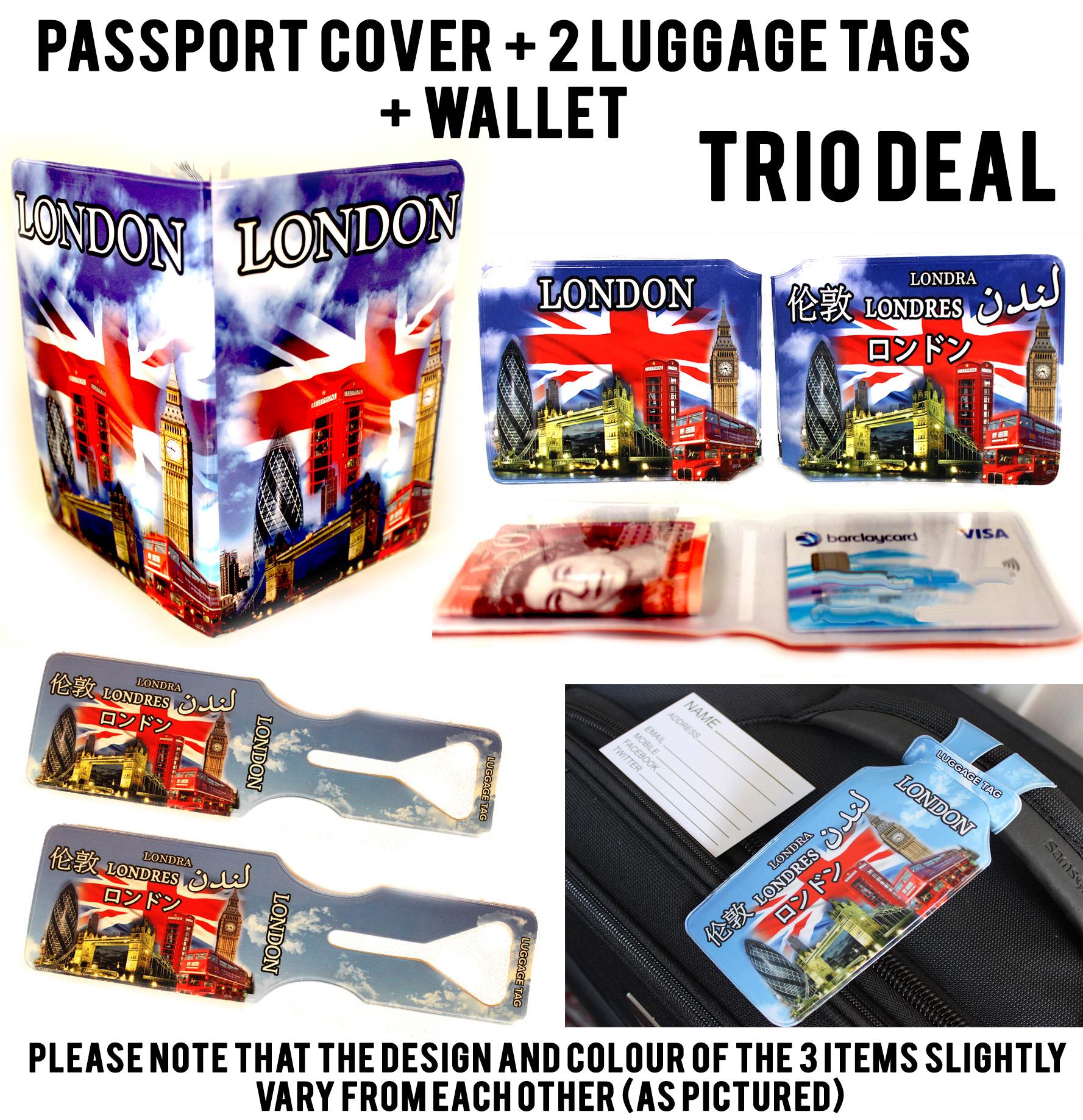 London Montage passport trio set with annotation