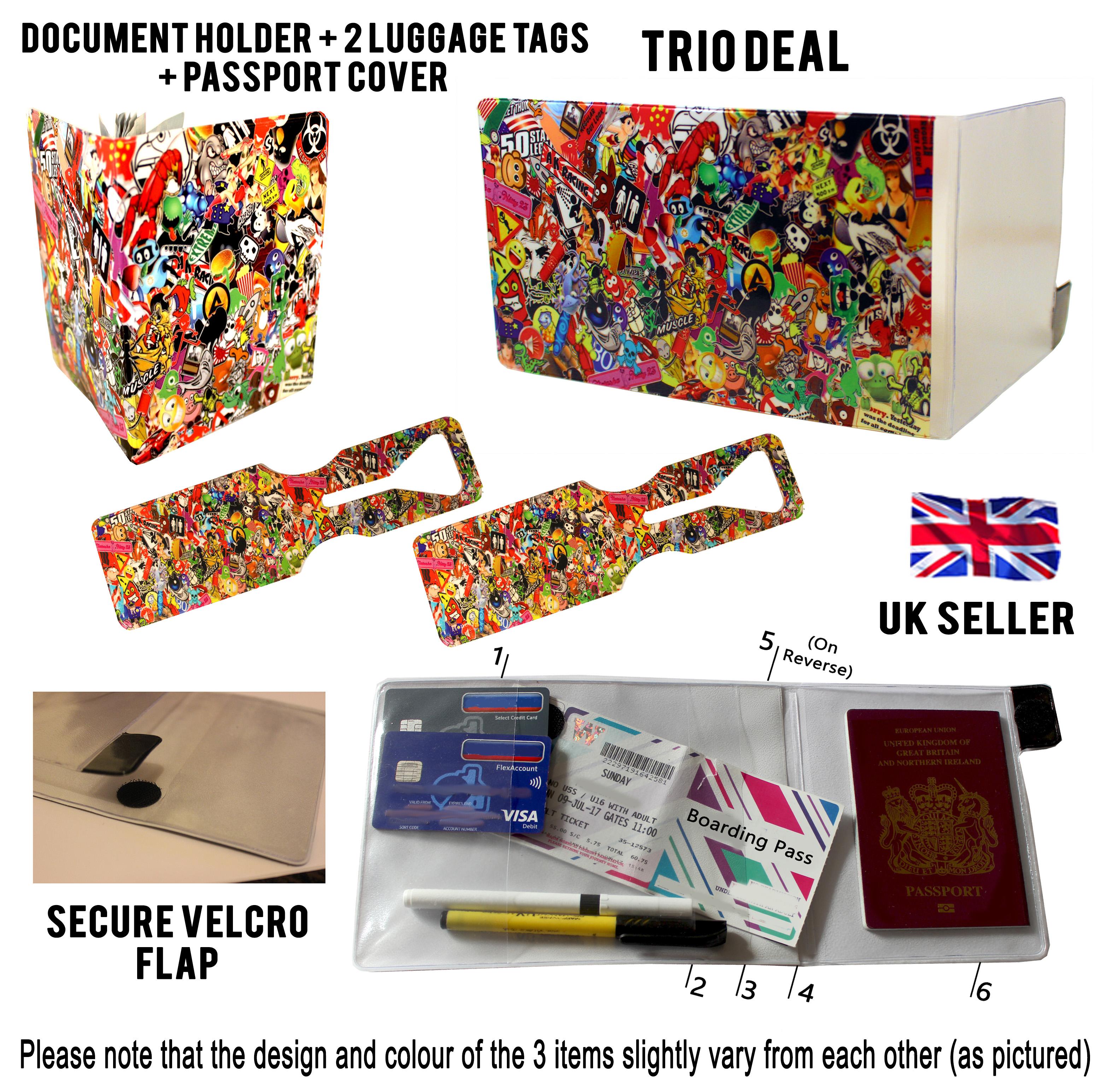 Stickerbomb Travel Document Holder Trio Set with writing