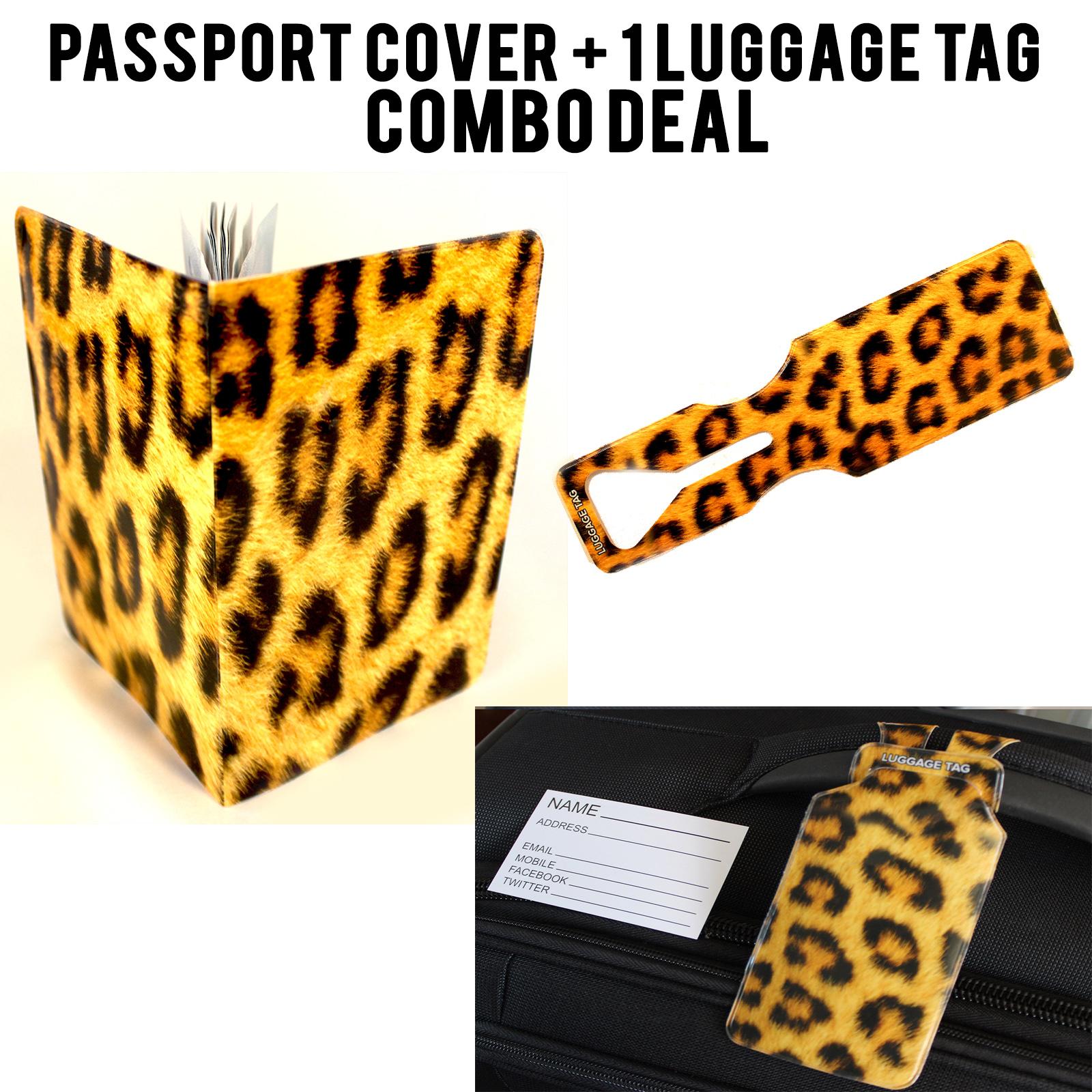 Leopard Passport Cover and Luggage Tag Set annotated