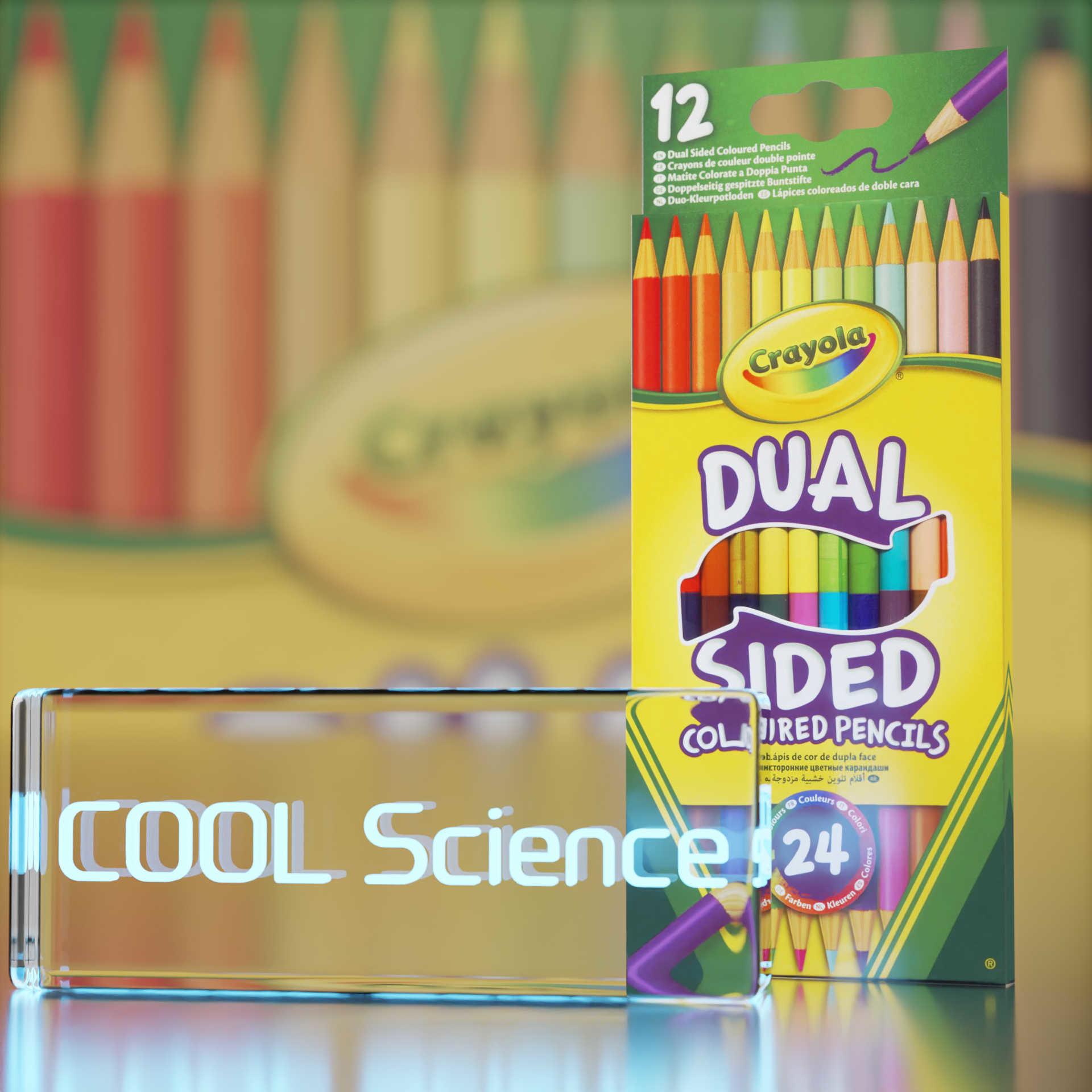 Front View of the Crayola 12 Dual Sided Coloured Pencils box
