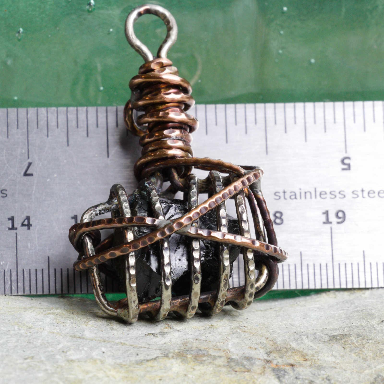 Caged Copper Slag Accessory with ruler to show scale
