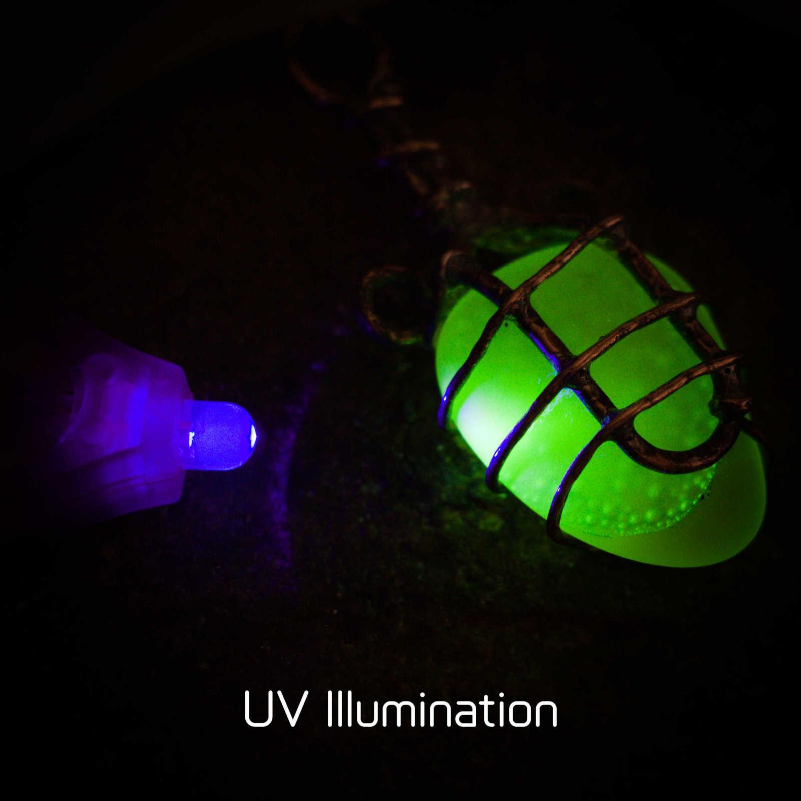 Uranium Glass Accessory under UV light